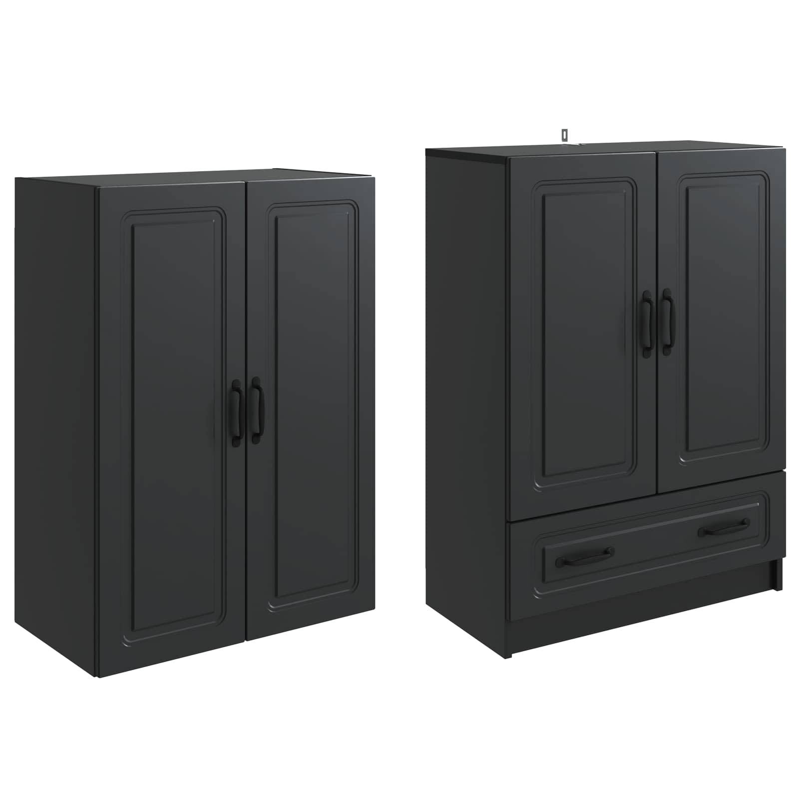 vidaXL Schrankset 2 pcs Schwarz Holzwerkstoff