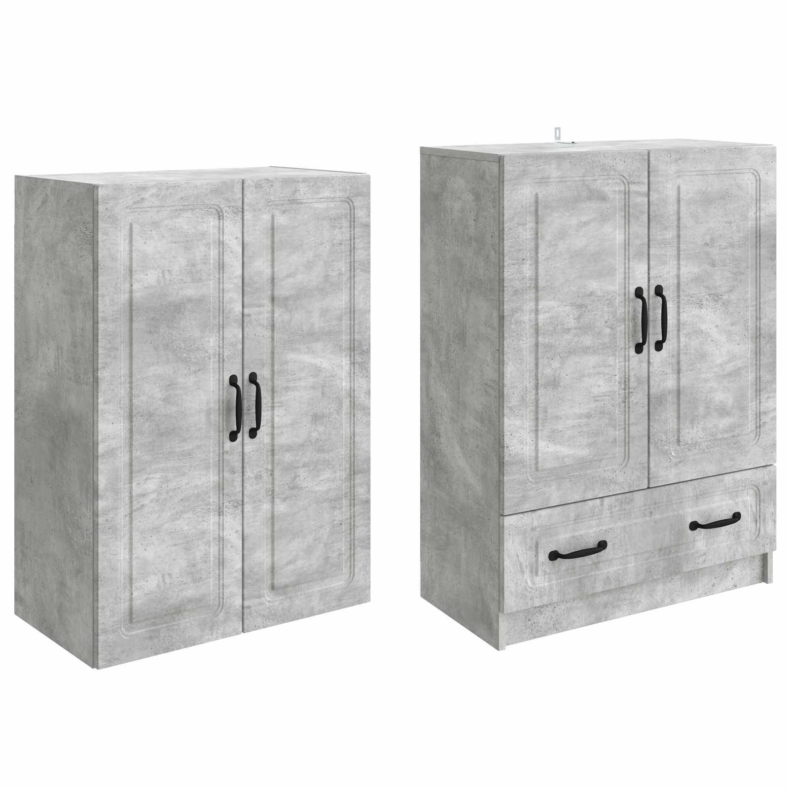 vidaXL Schrankset 2 pcs Betongrau Holzwerkstoff