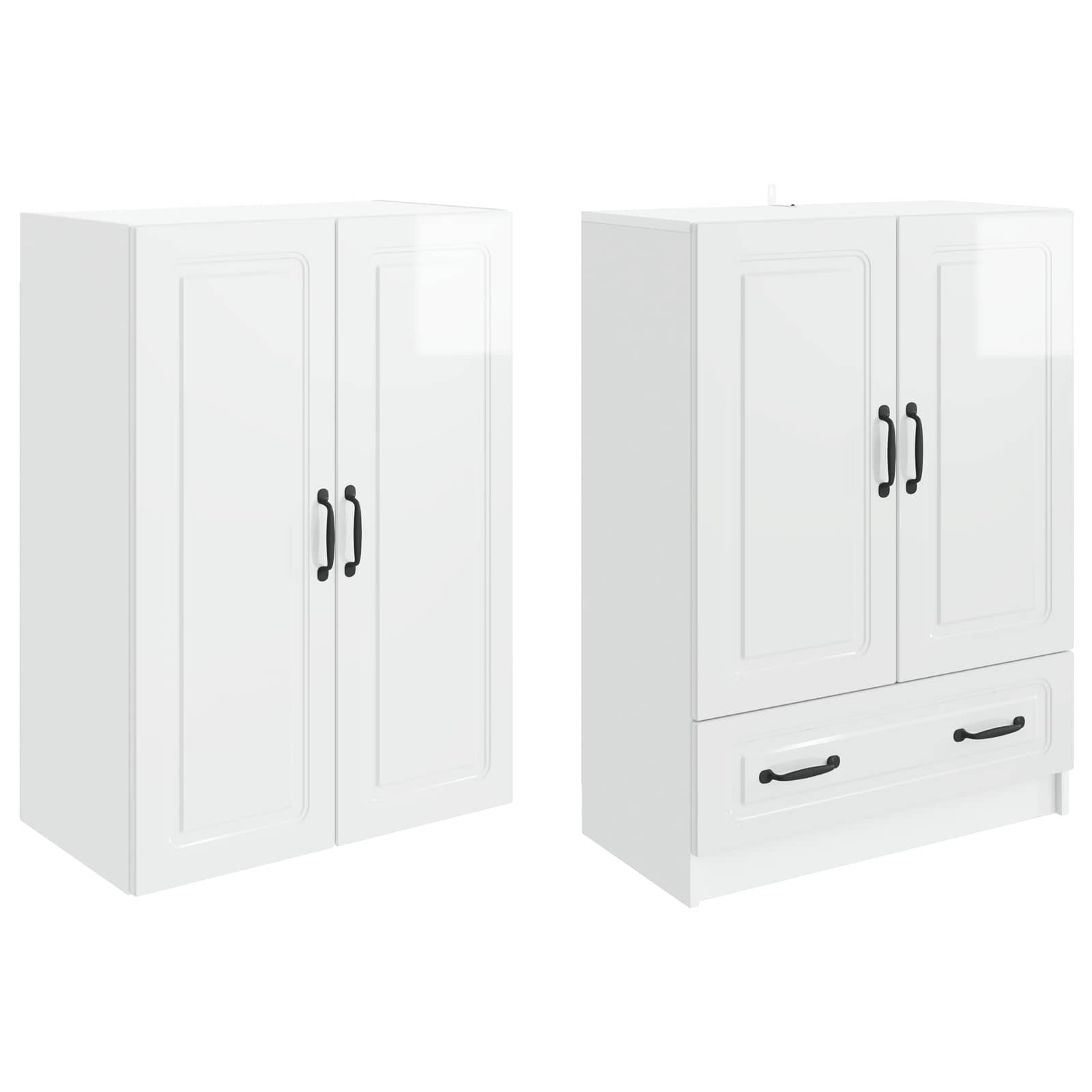 vidaXL Schrankset 2 pcs Hochglanz Weiß Holzwerkstoff