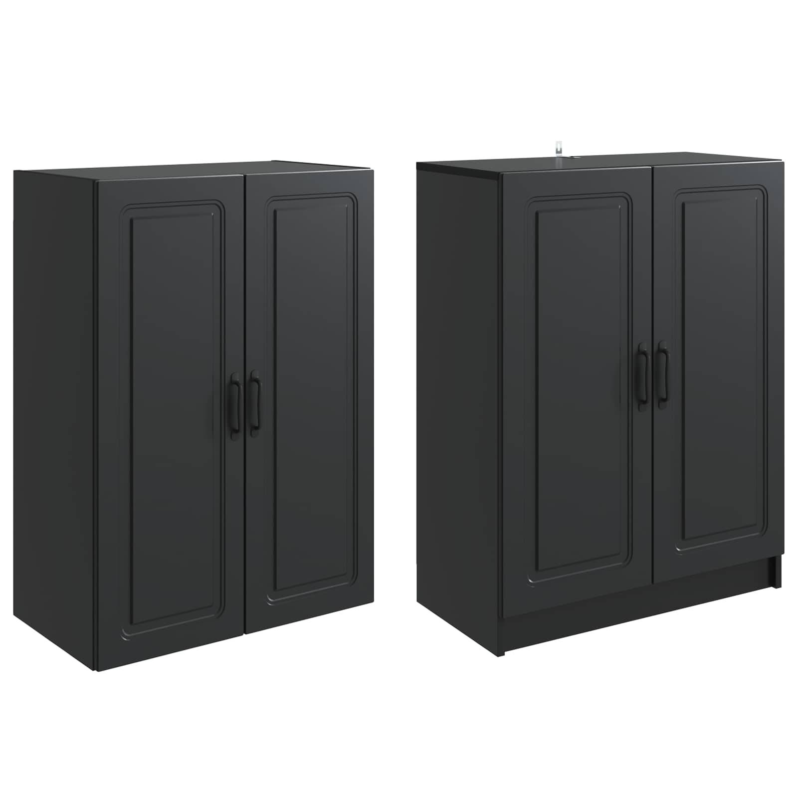 vidaXL Schrankset 2 pcs Schwarz Holzwerkstoff