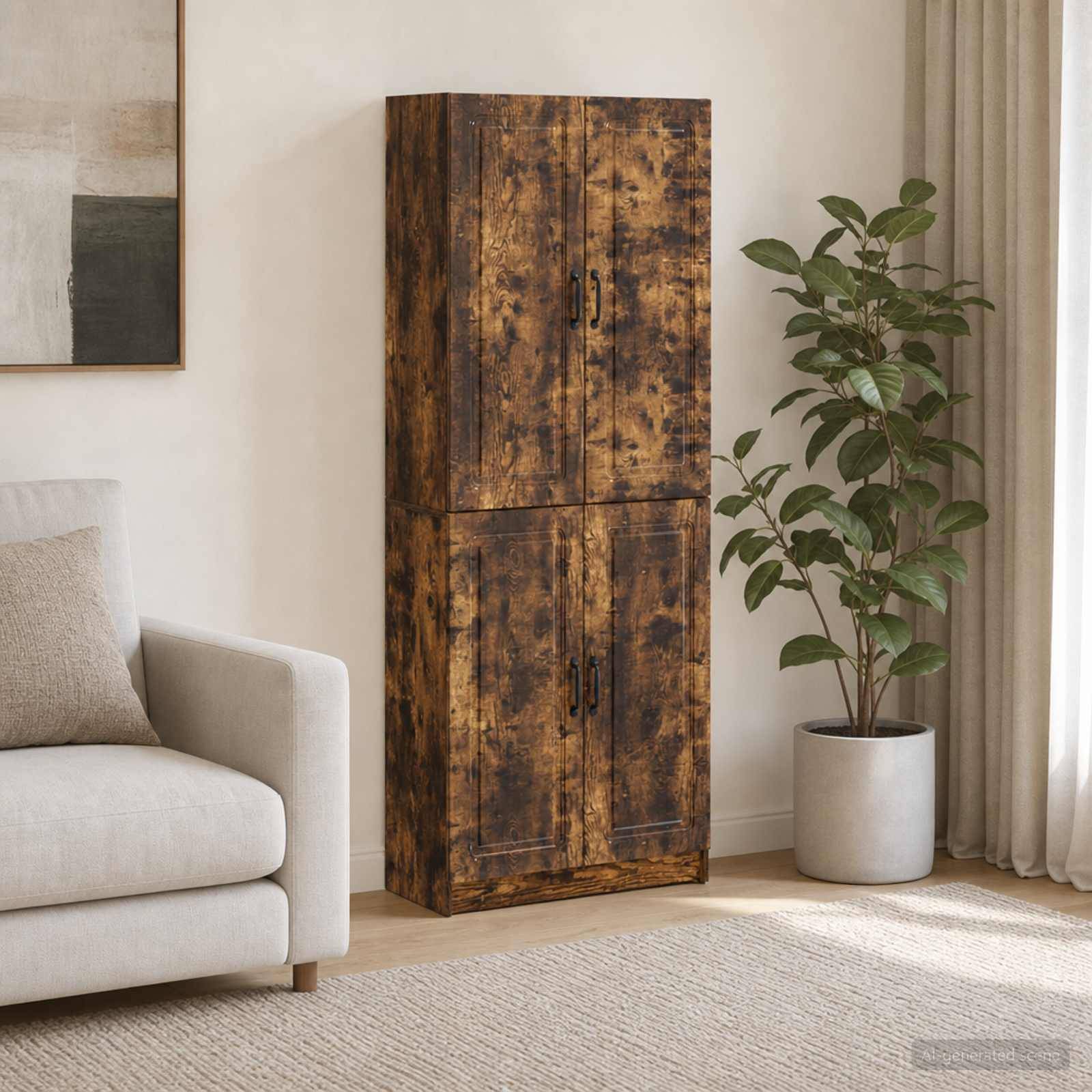 vidaXL Schrankset 2 pcs Geräucherte Eiche Holzwerkstoff