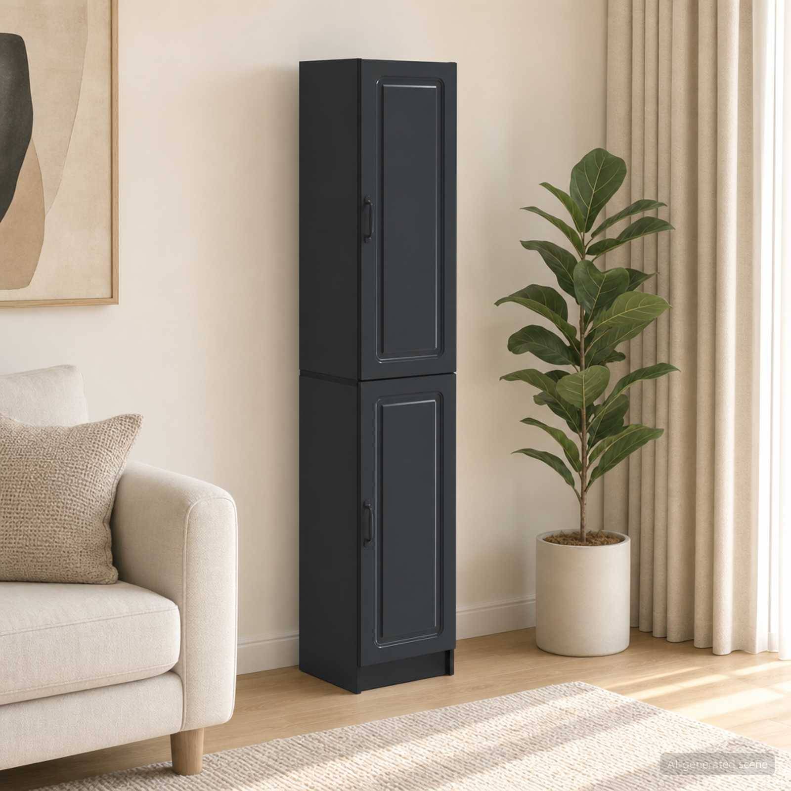 vidaXL Schrankset 2 pcs Schwarz Holzwerkstoff