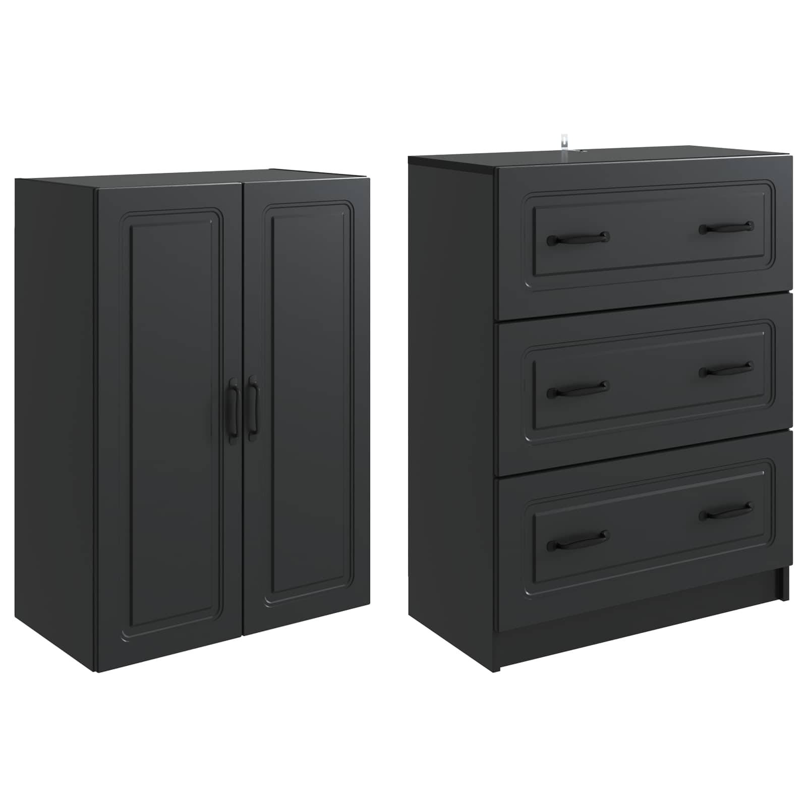 vidaXL Schrankset 2 pcs Schwarz 66 x 34,5 x 87 cm Holzwerkstoff