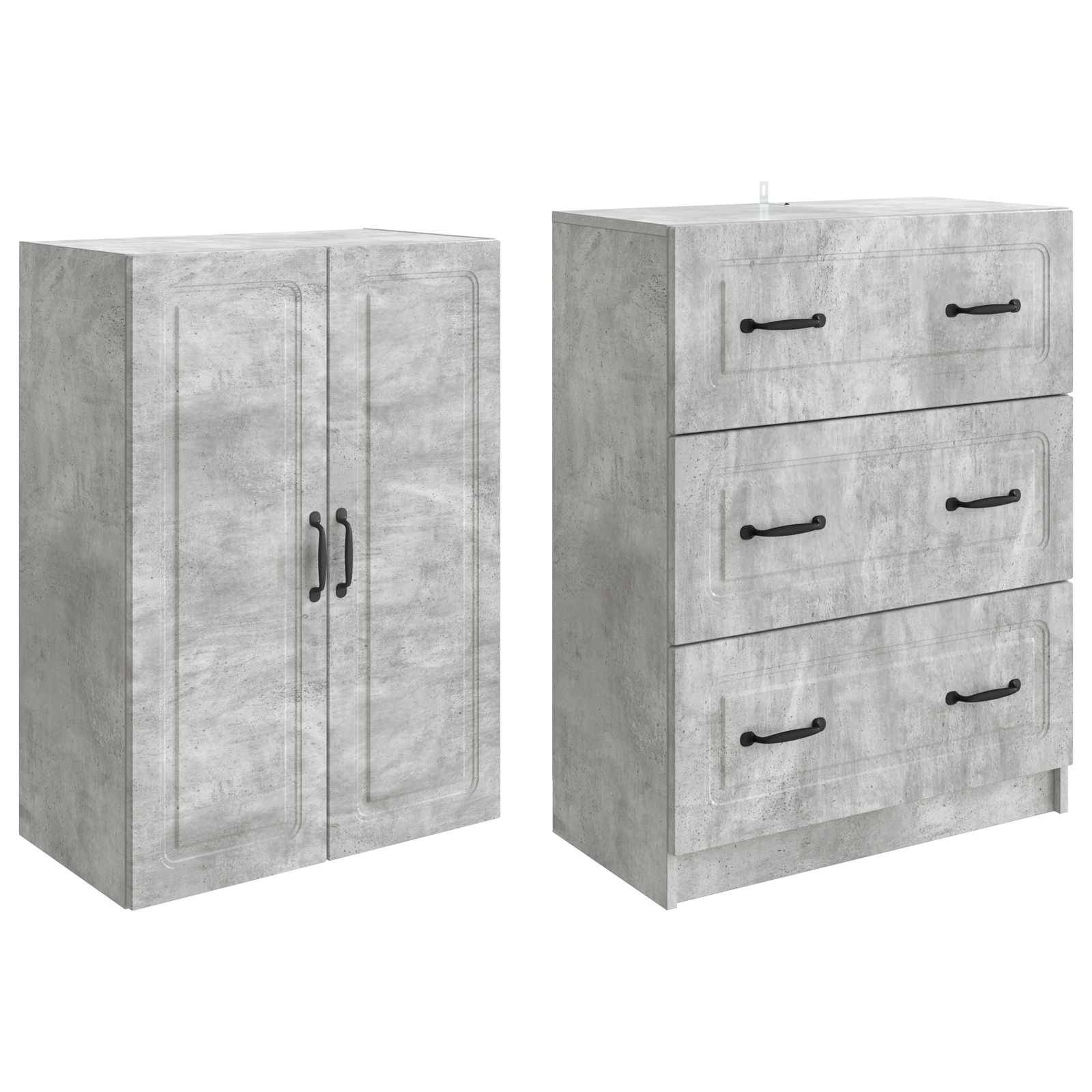vidaXL Schrankset 2 pcs Betongrau 66 x 34,5 x 87 cm Holzwerkstoff