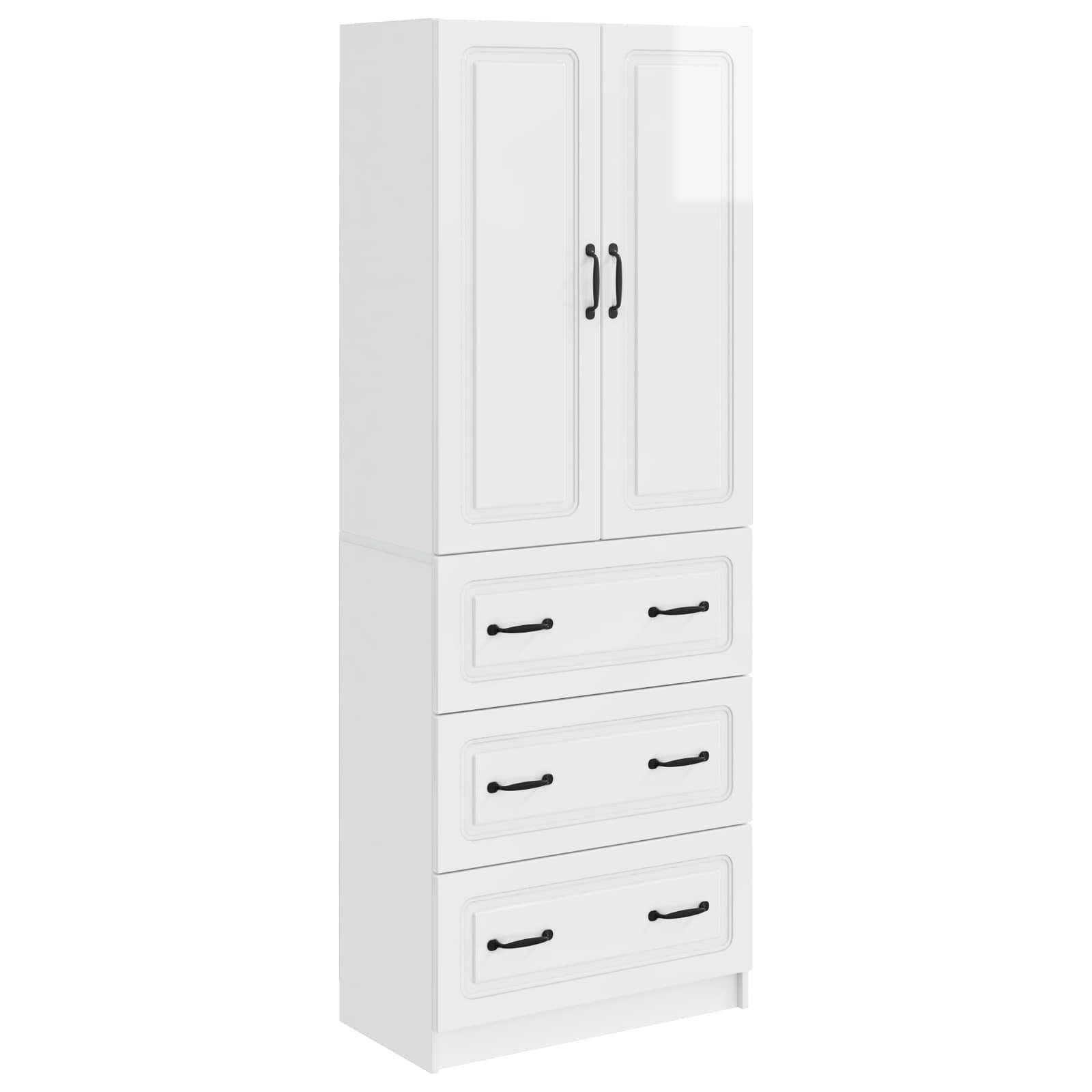 vidaXL Schrankset 2 pcs Hochglanz Weiß 66 x 34,5 x 87 cm Holzwerkstoff