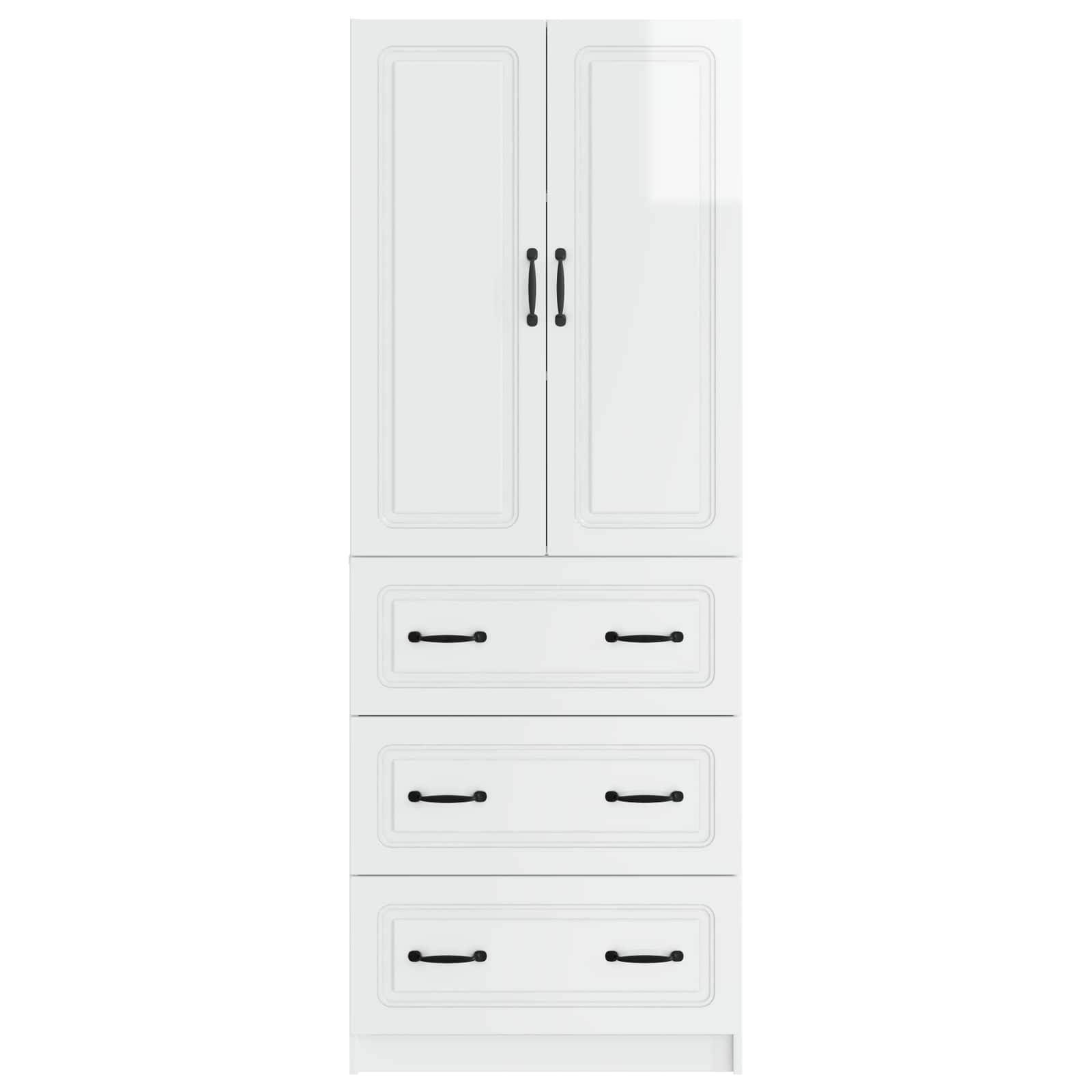vidaXL Schrankset 2 pcs Hochglanz Weiß 66 x 34,5 x 87 cm Holzwerkstoff