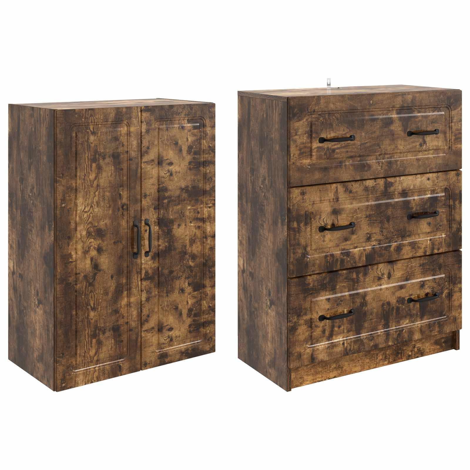vidaXL Schrankset 2 pcs Geräucherte Eiche 66 x 34,5 x 87 cm