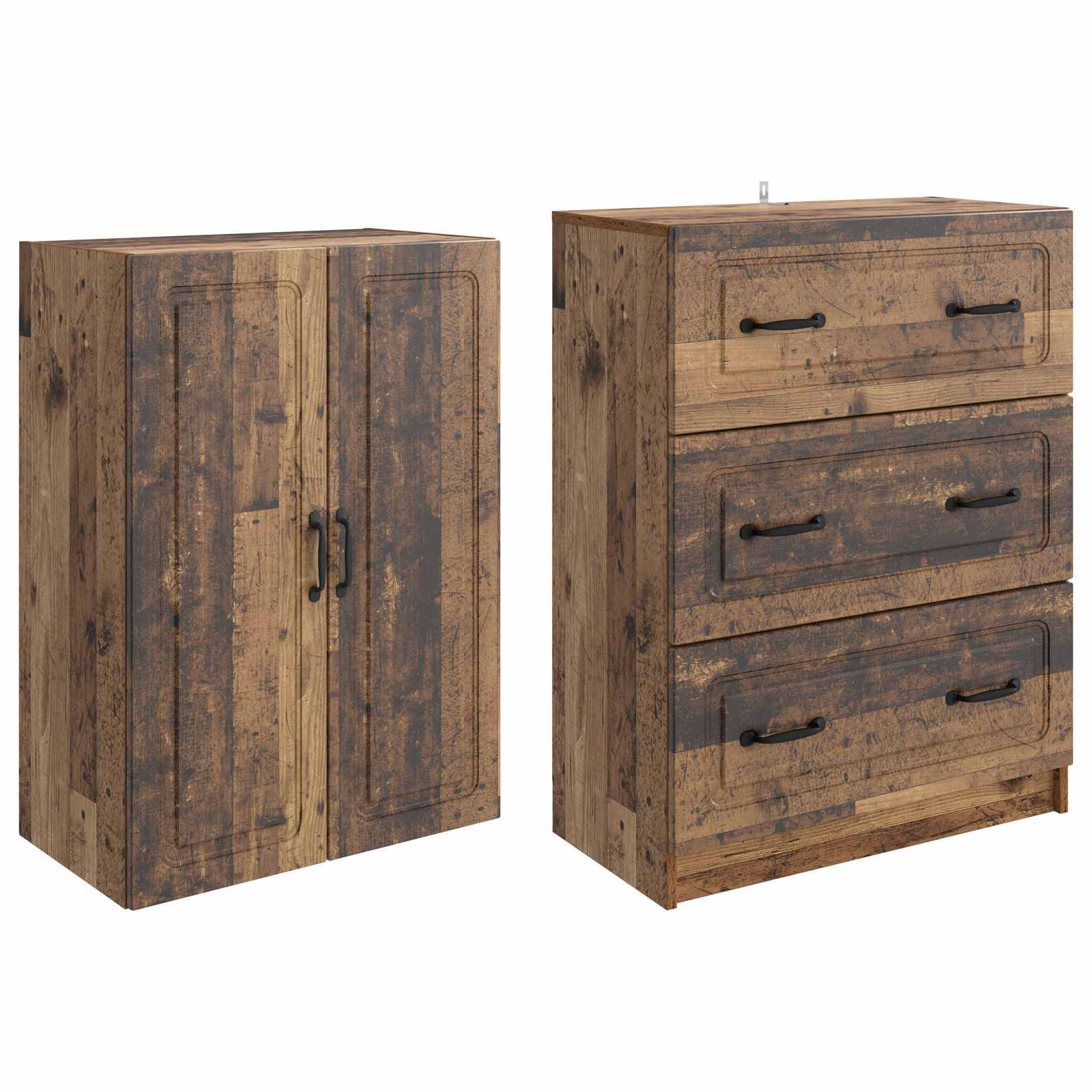 vidaXL Schrankset 2 pcs Altholz 66 x 34,5 x 87 cm Holzwerkstoff