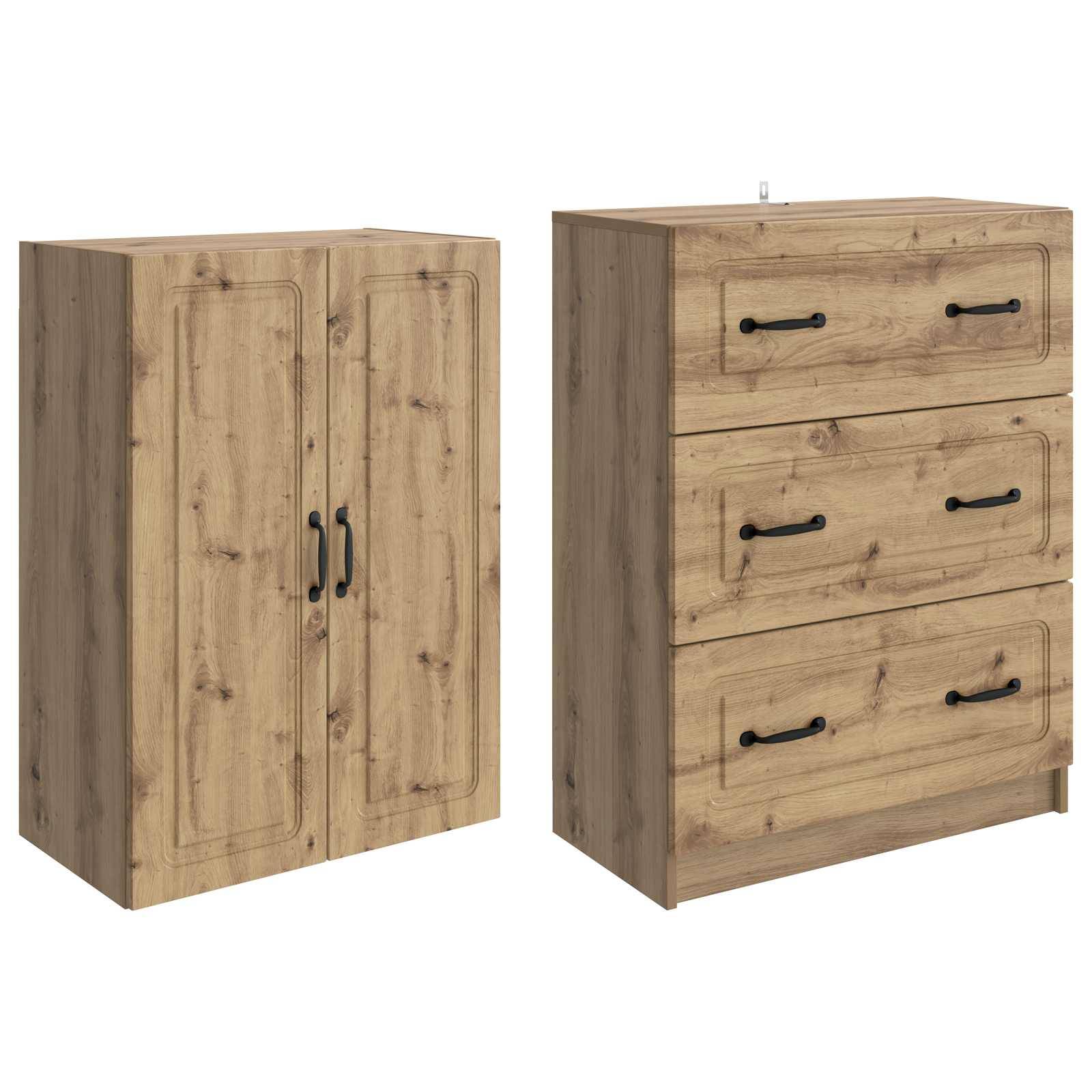 vidaXL Schrankset 2 pcs Artisan-Eiche 66 x 34,5 x 87 cm Holzwerkstoff