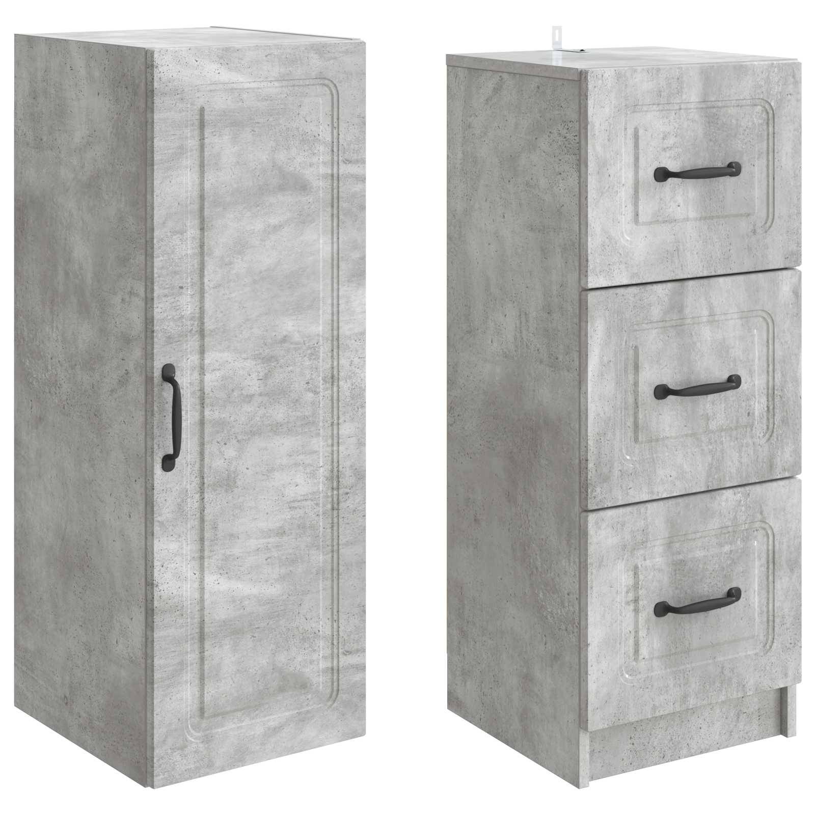 vidaXL Schrankset 2 pcs Betongrau 33 x 34,5 x 87 cm Holzwerkstoff