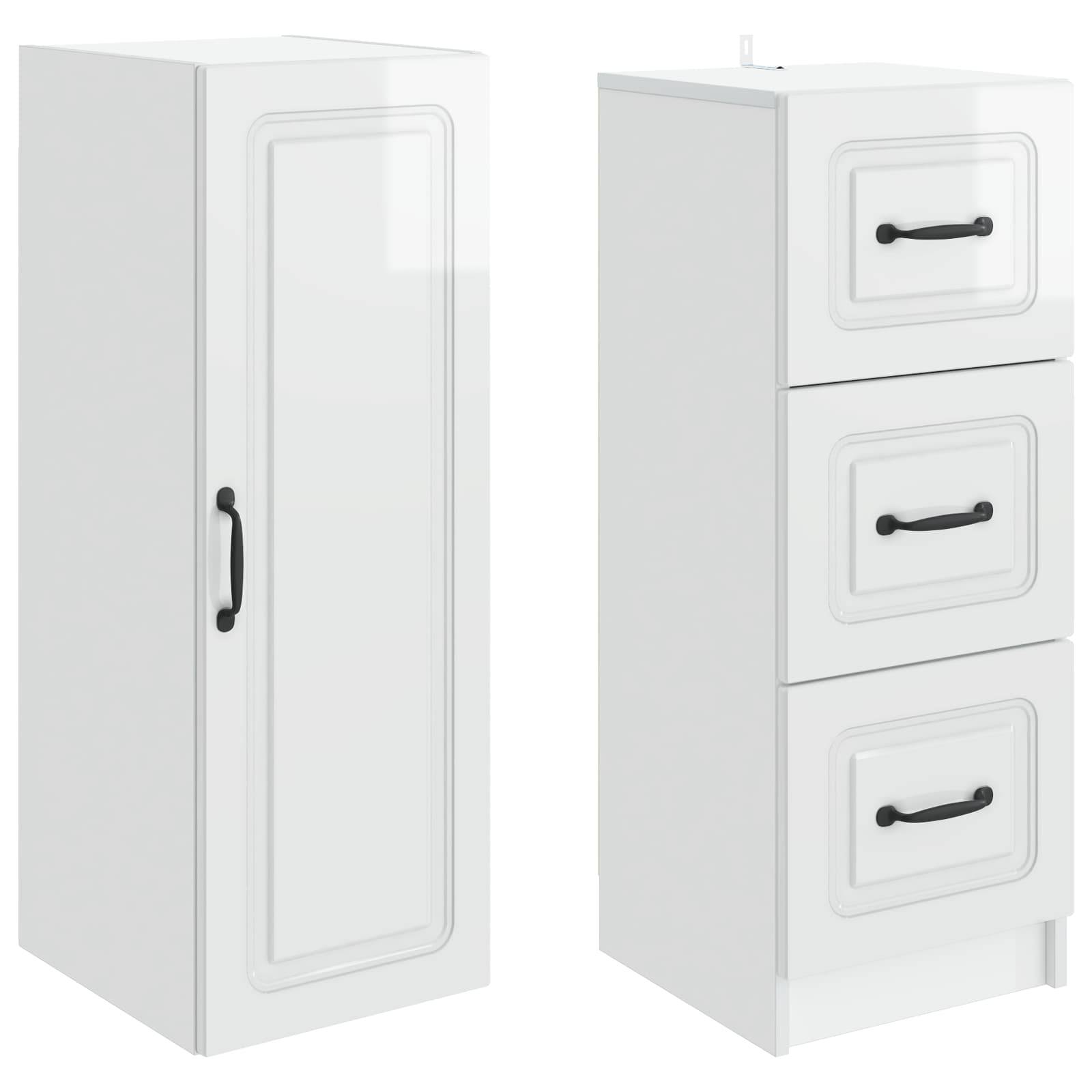 vidaXL Schrankset 2 pcs Hochglanz Weiß 33 x 34,5 x 87 cm Holzwerkstoff