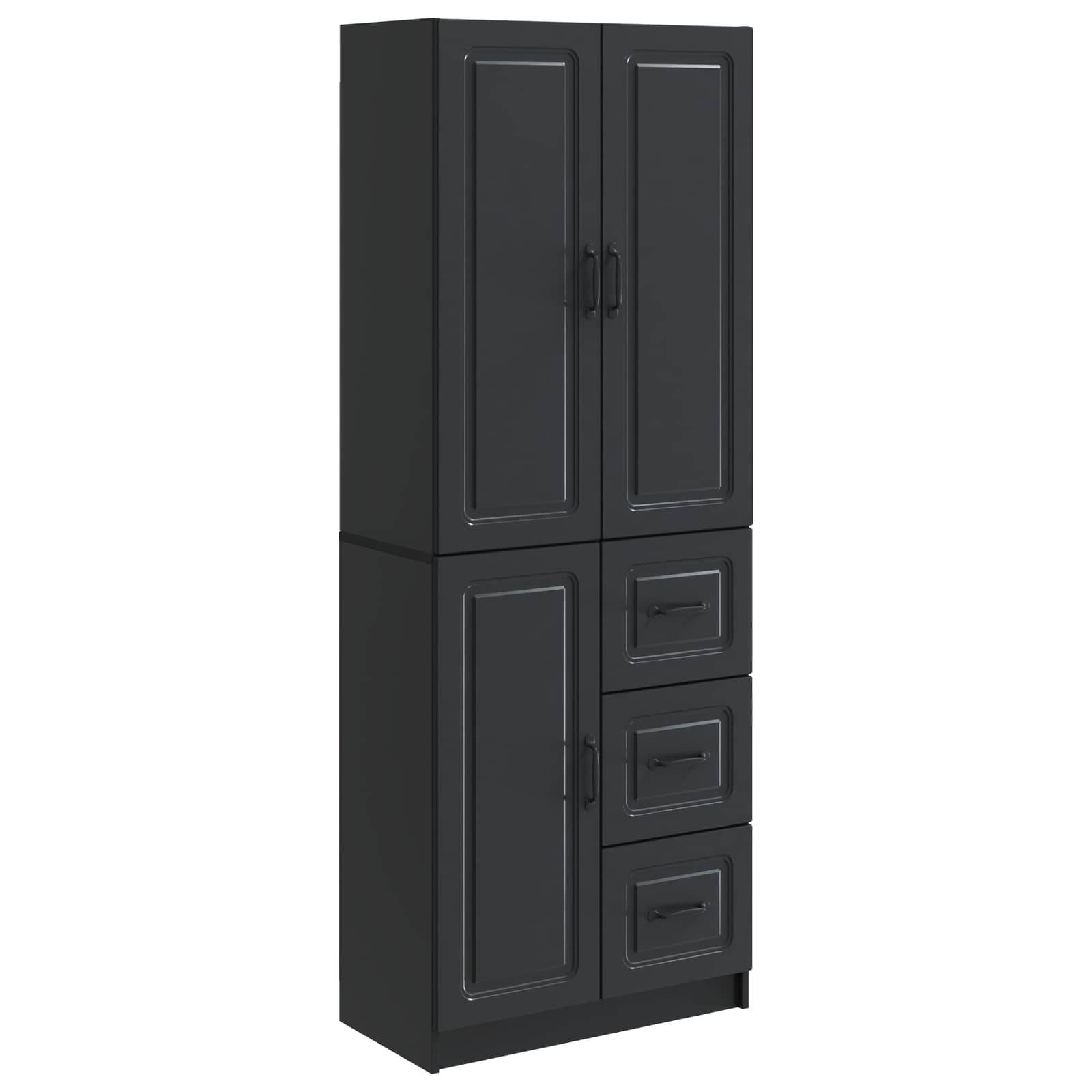 vidaXL Schrankset 2 pcs Schwarz Holzwerkstoff