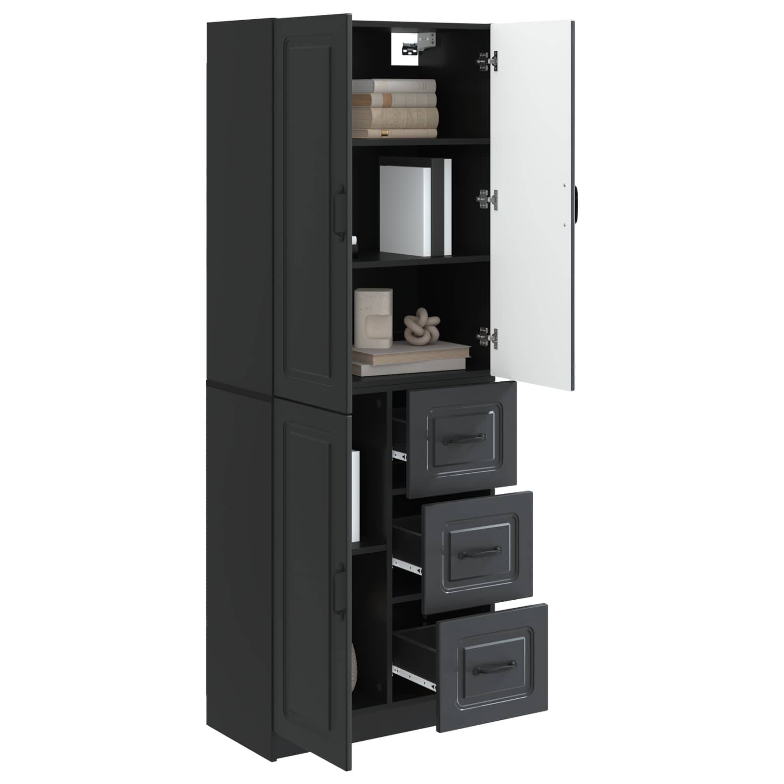 vidaXL Schrankset 2 pcs Schwarz Holzwerkstoff