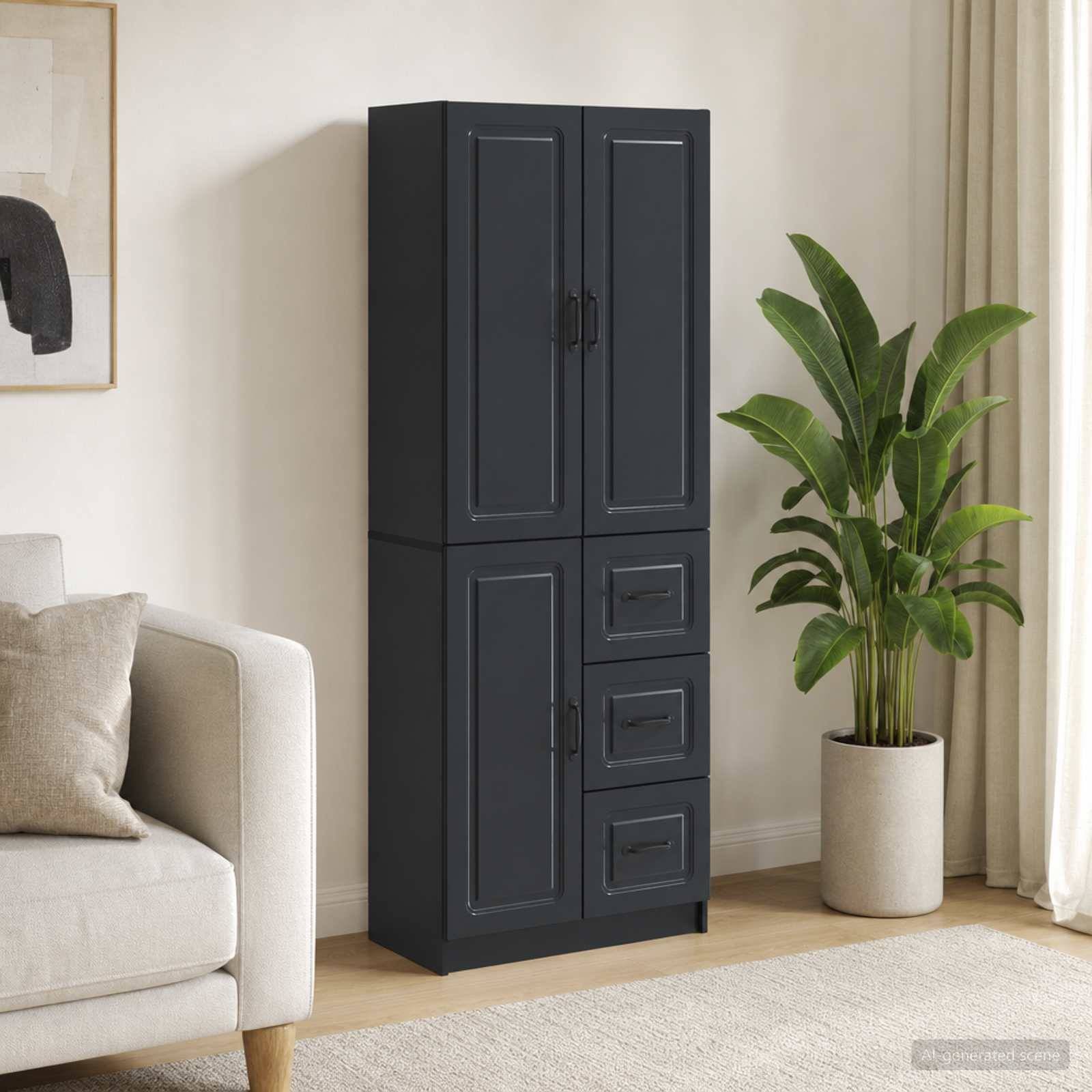 vidaXL Schrankset 2 pcs Schwarz Holzwerkstoff
