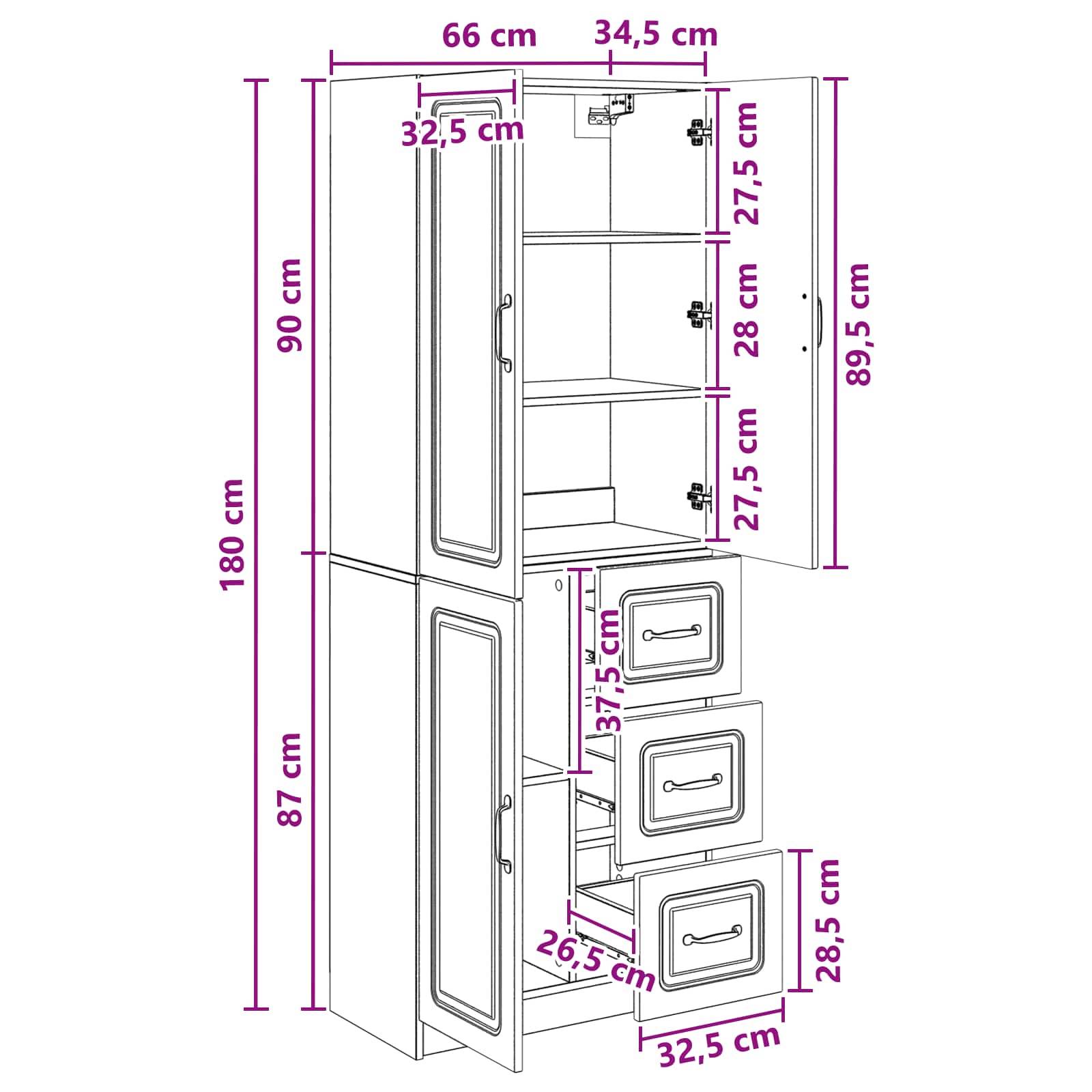 vidaXL Schrankset 2 pcs Geräucherte Eiche Holzwerkstoff