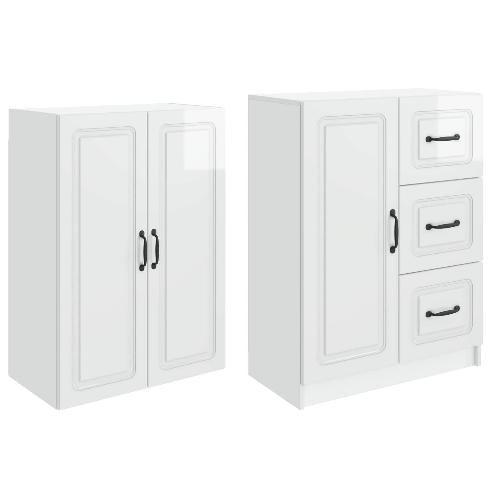 vidaXL Schrankset 2 pcs Hochglanz Weiß Holzwerkstoff