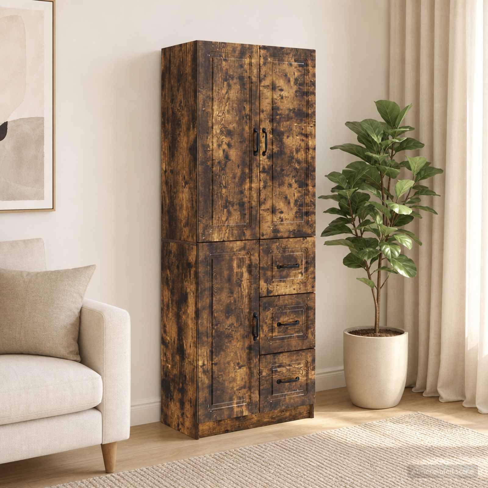vidaXL Schrankset 2 pcs Geräucherte Eiche Holzwerkstoff