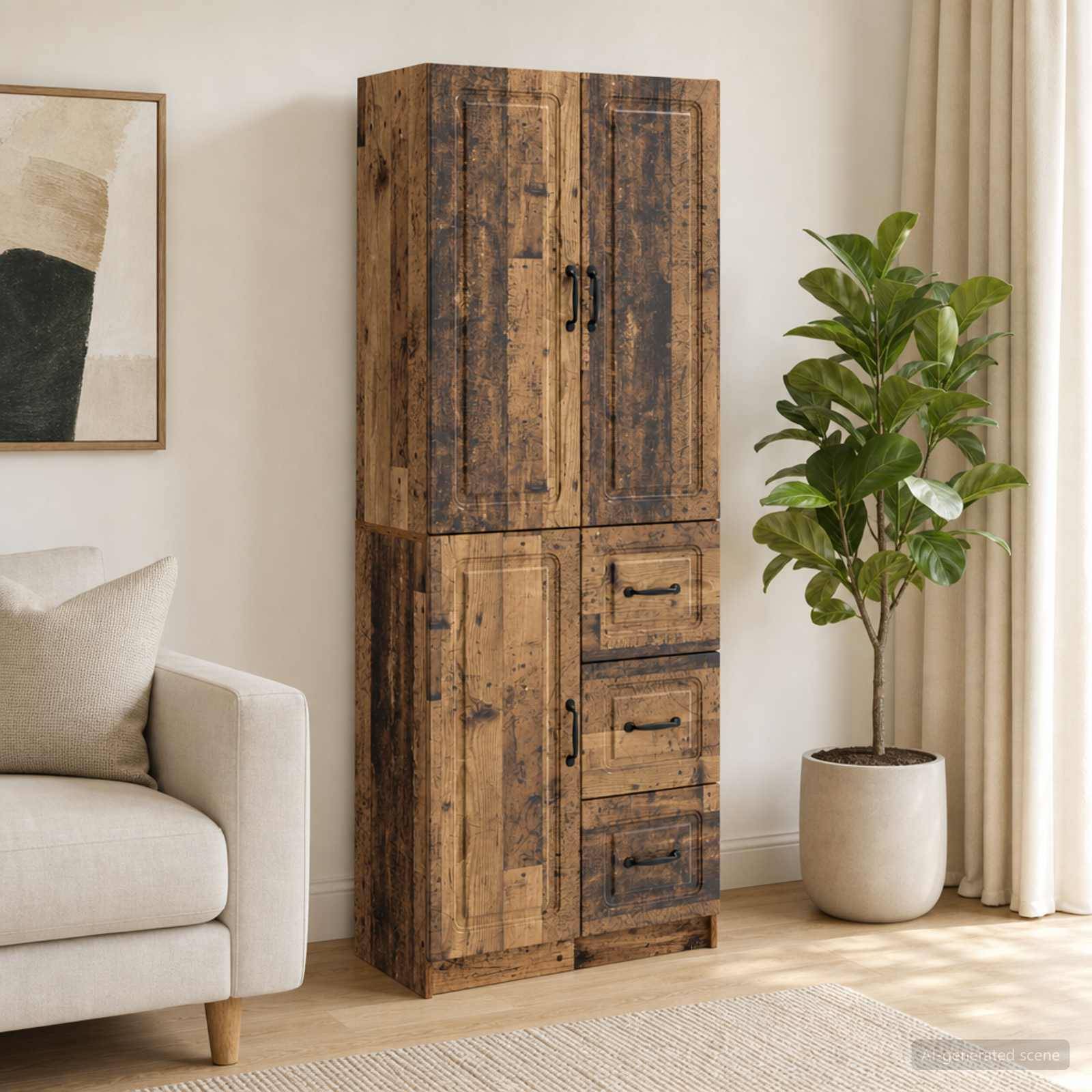 vidaXL Schrankset 2 pcs Altholz Holzwerkstoff