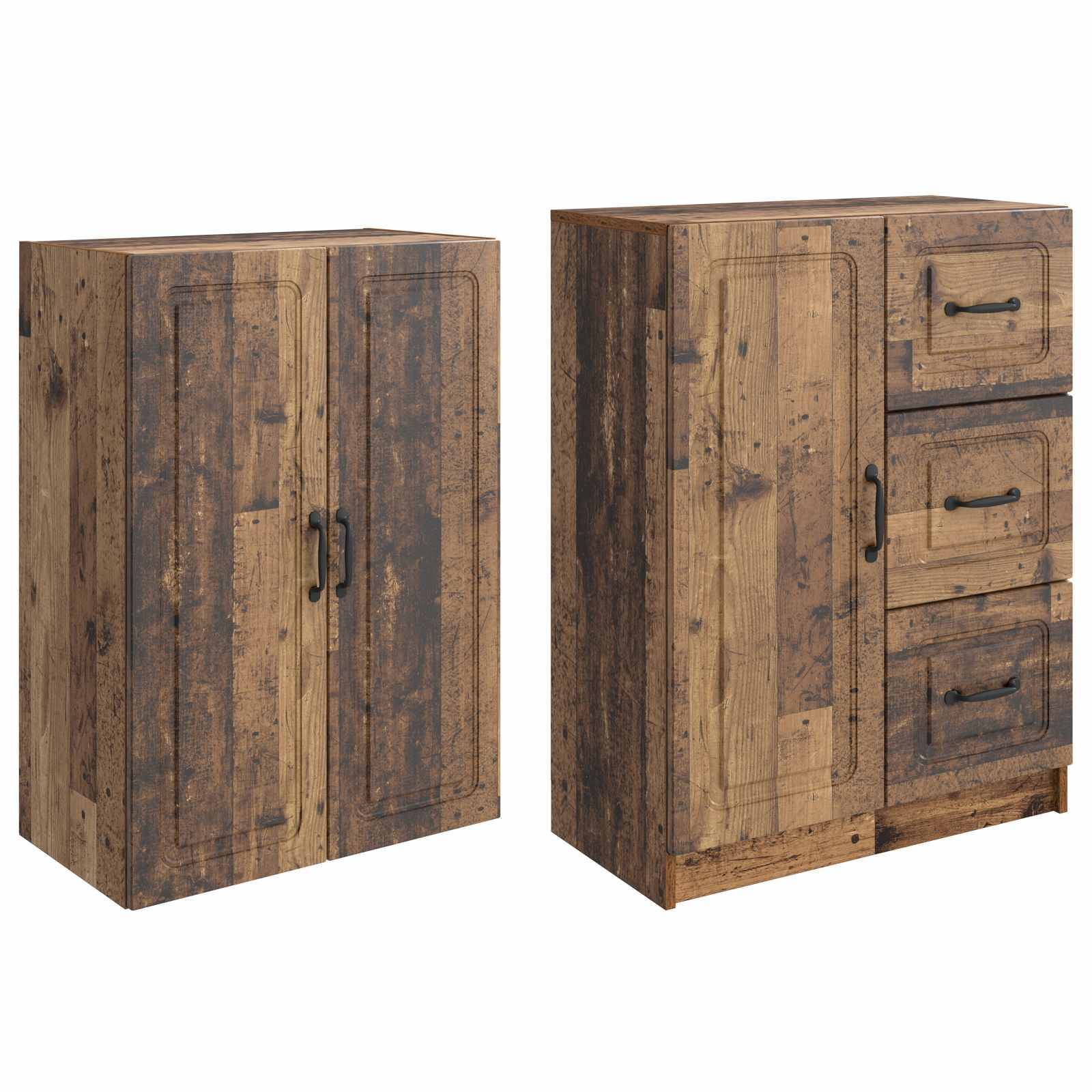 vidaXL Schrankset 2 pcs Altholz Holzwerkstoff