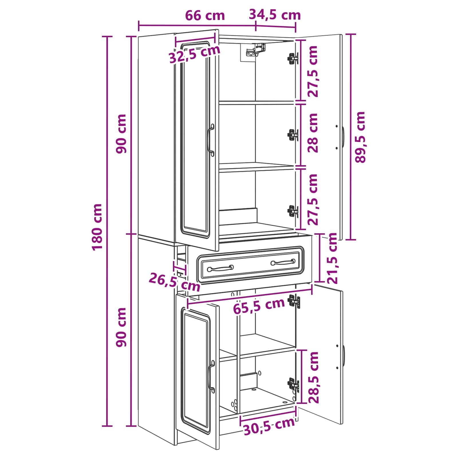 vidaXL Schrankset 2 pcs Hochglanz Weiß Holzwerkstoff