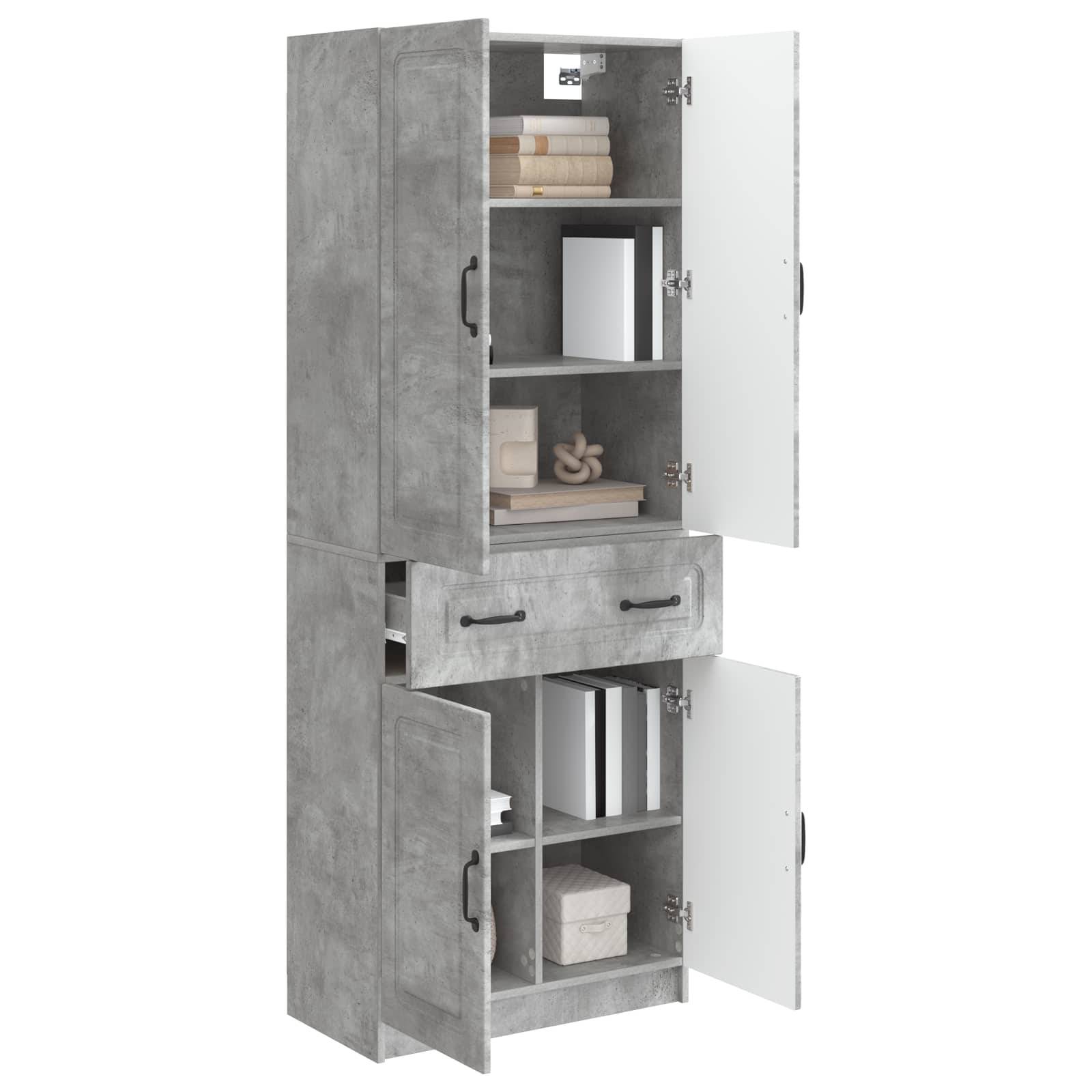 vidaXL Schrankset 2 pcs Betongrau Holzwerkstoff