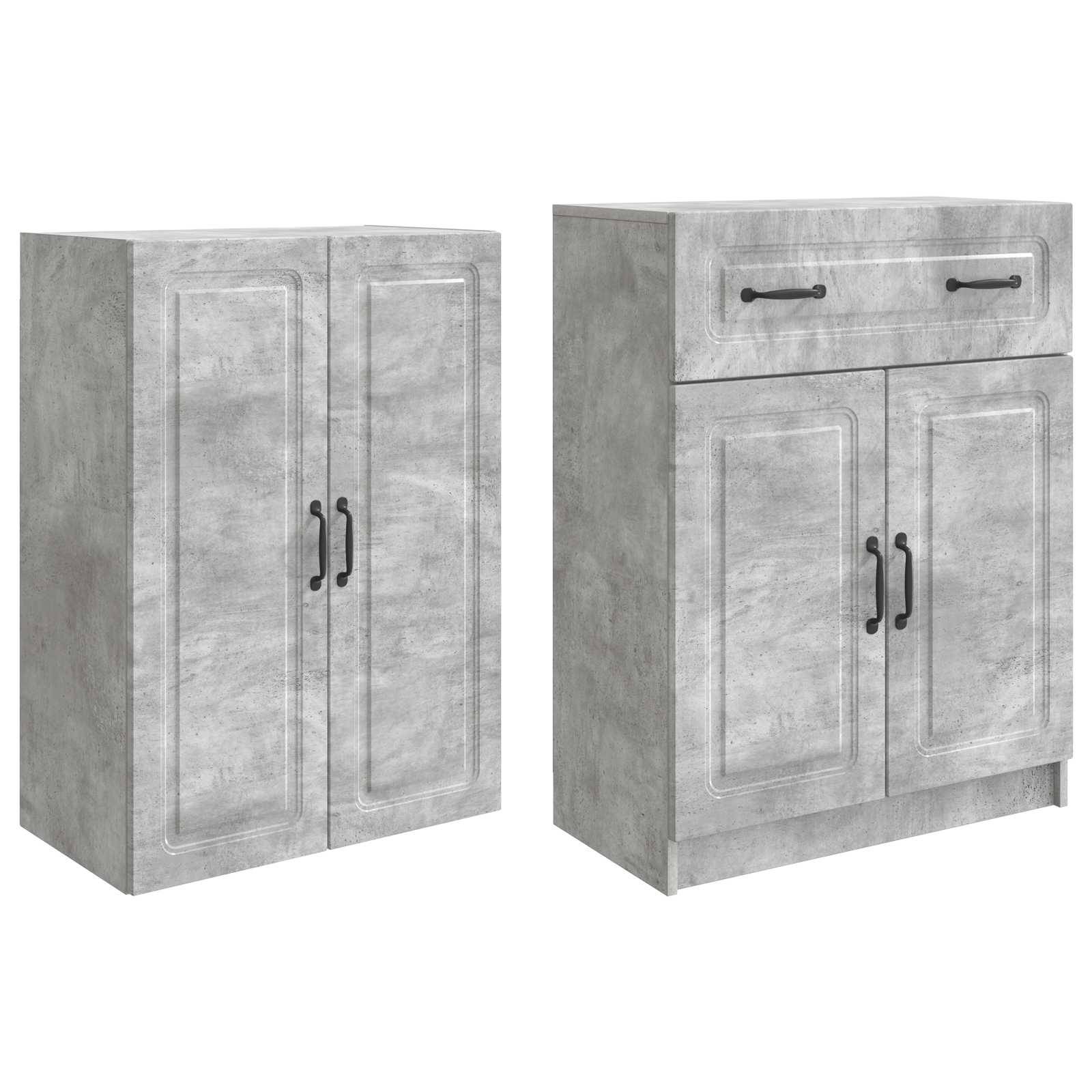 vidaXL Schrankset 2 pcs Betongrau Holzwerkstoff