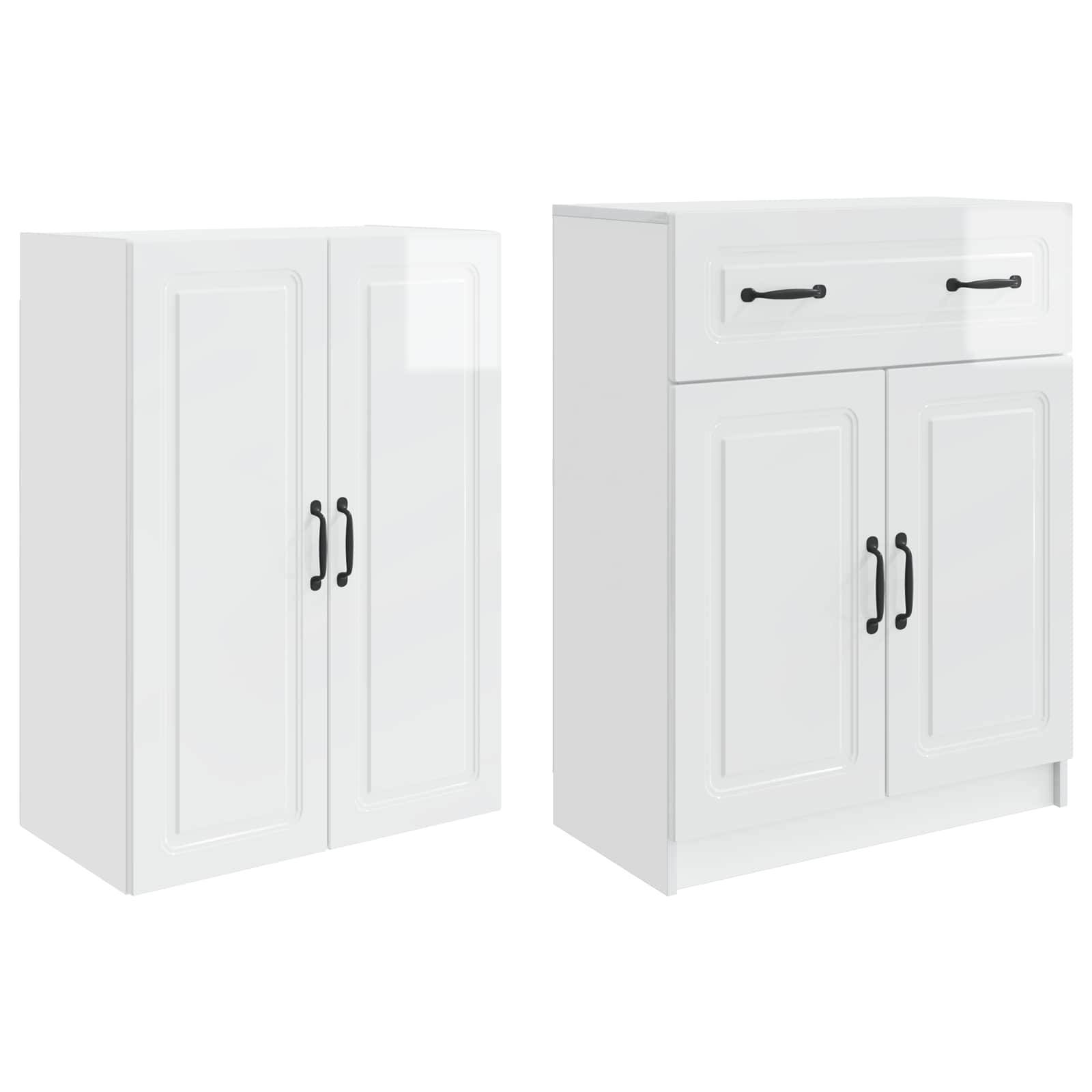 vidaXL Schrankset 2 pcs Hochglanz Weiß Holzwerkstoff