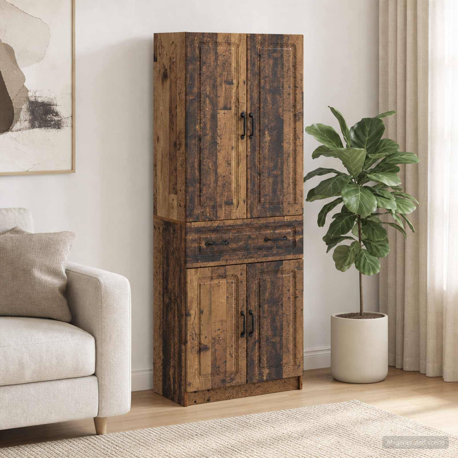 vidaXL Schrankset 2 pcs Altholz Holzwerkstoff