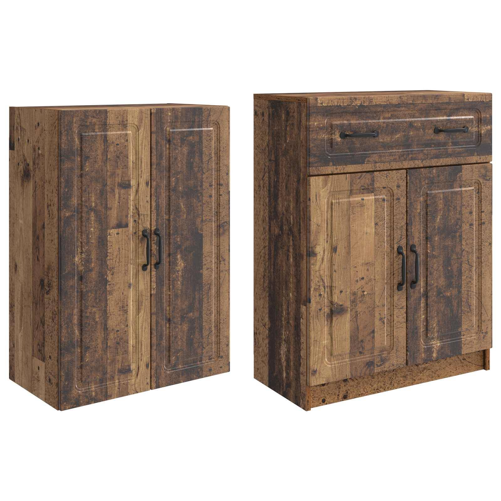 vidaXL Schrankset 2 pcs Altholz Holzwerkstoff