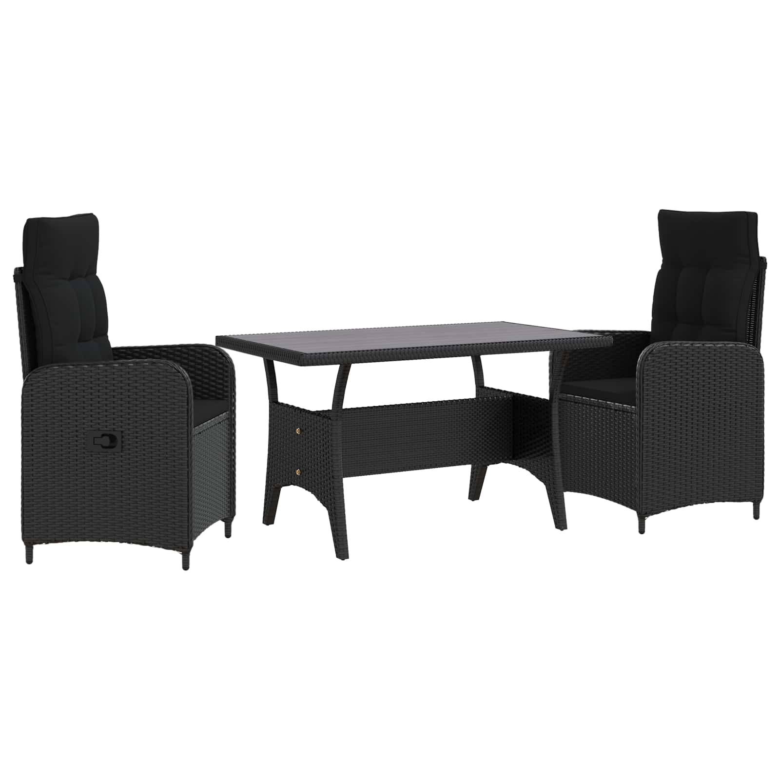 vidaXL Outdoortisch-Set 3 pcs Schwarz Poly-Rattan