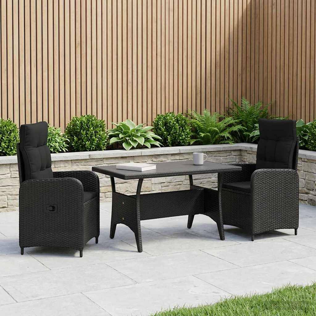 vidaXL Outdoortisch-Set 3 pcs Schwarz Poly-Rattan