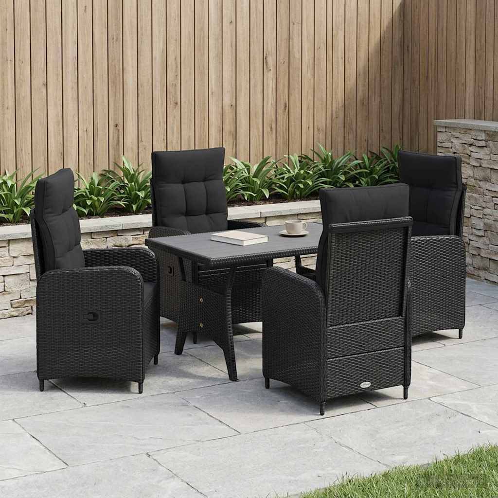 vidaXL Outdoortisch-Set 5 pcs Schwarz Poly-Rattan
