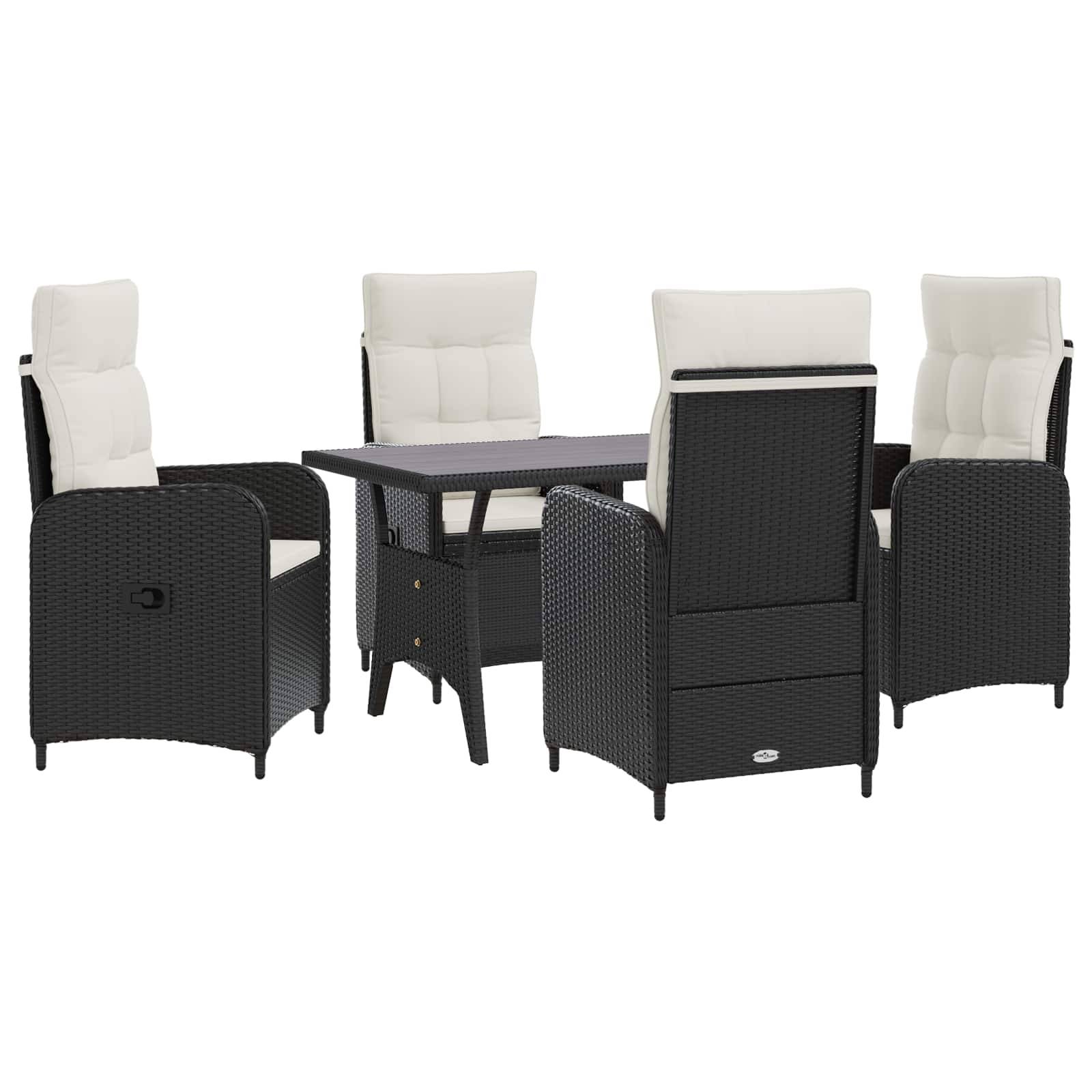 vidaXL Outdoortisch-Set 5 pcs Schwarz und Cremeweiß Poly-Rattan
