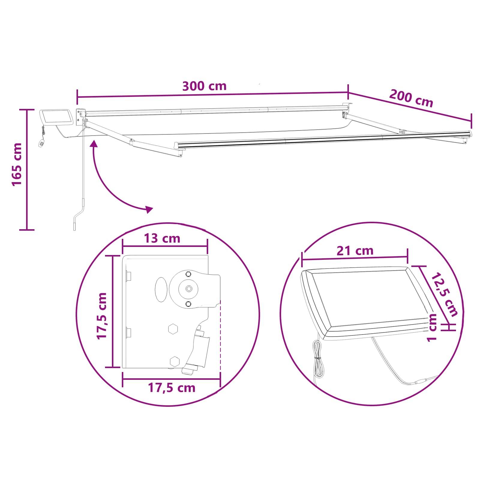 vidaXL Manuelle Gelenkarmmarkise mit LEDs Taupe