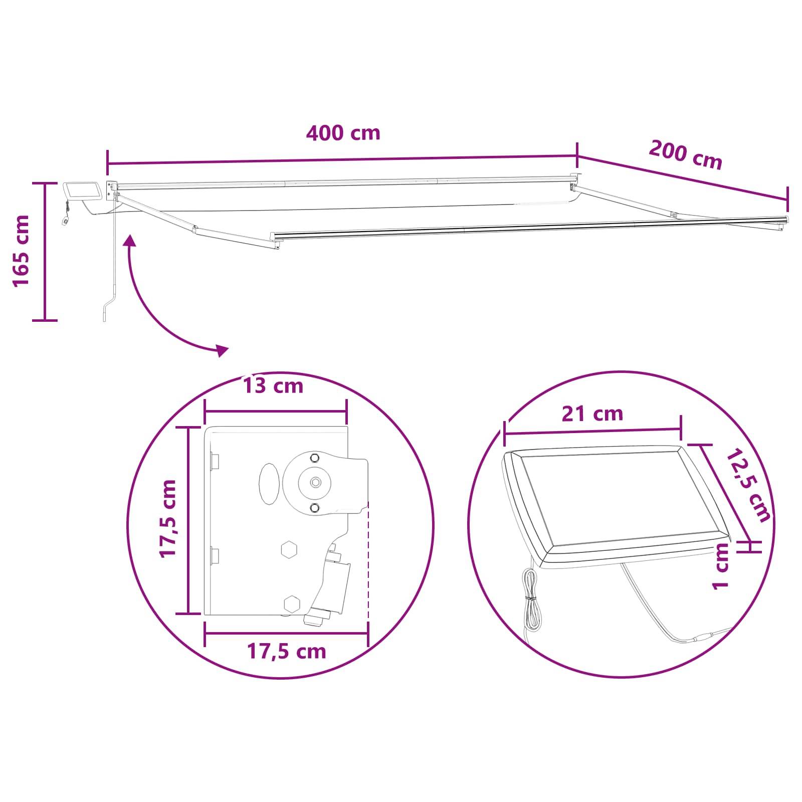 vidaXL Manuelle Gelenkarmmarkise mit LEDs Taupe