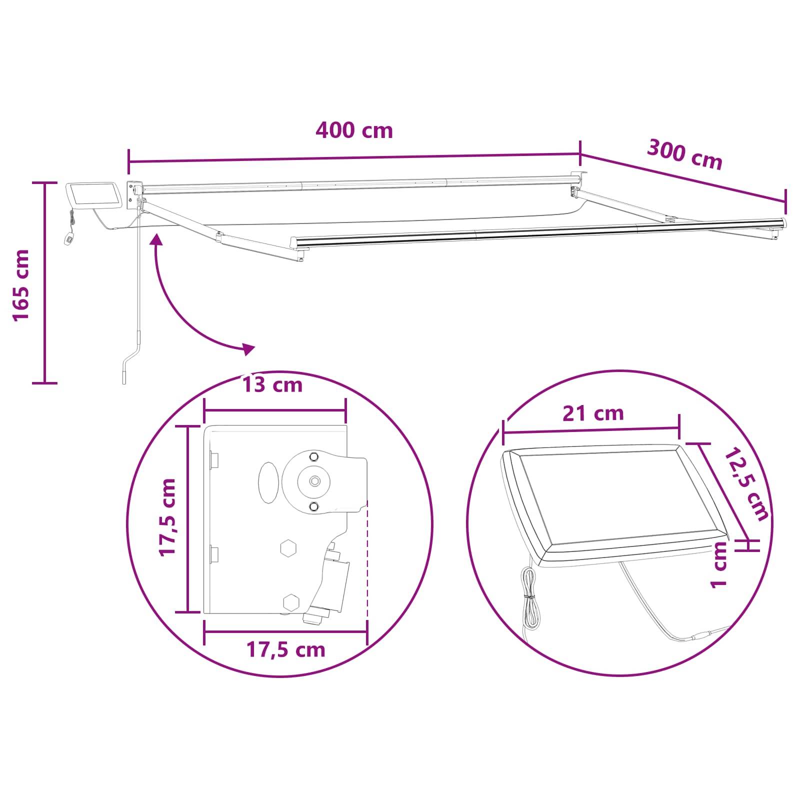 vidaXL Manuelle Gelenkarmmarkise mit LEDs Taupe