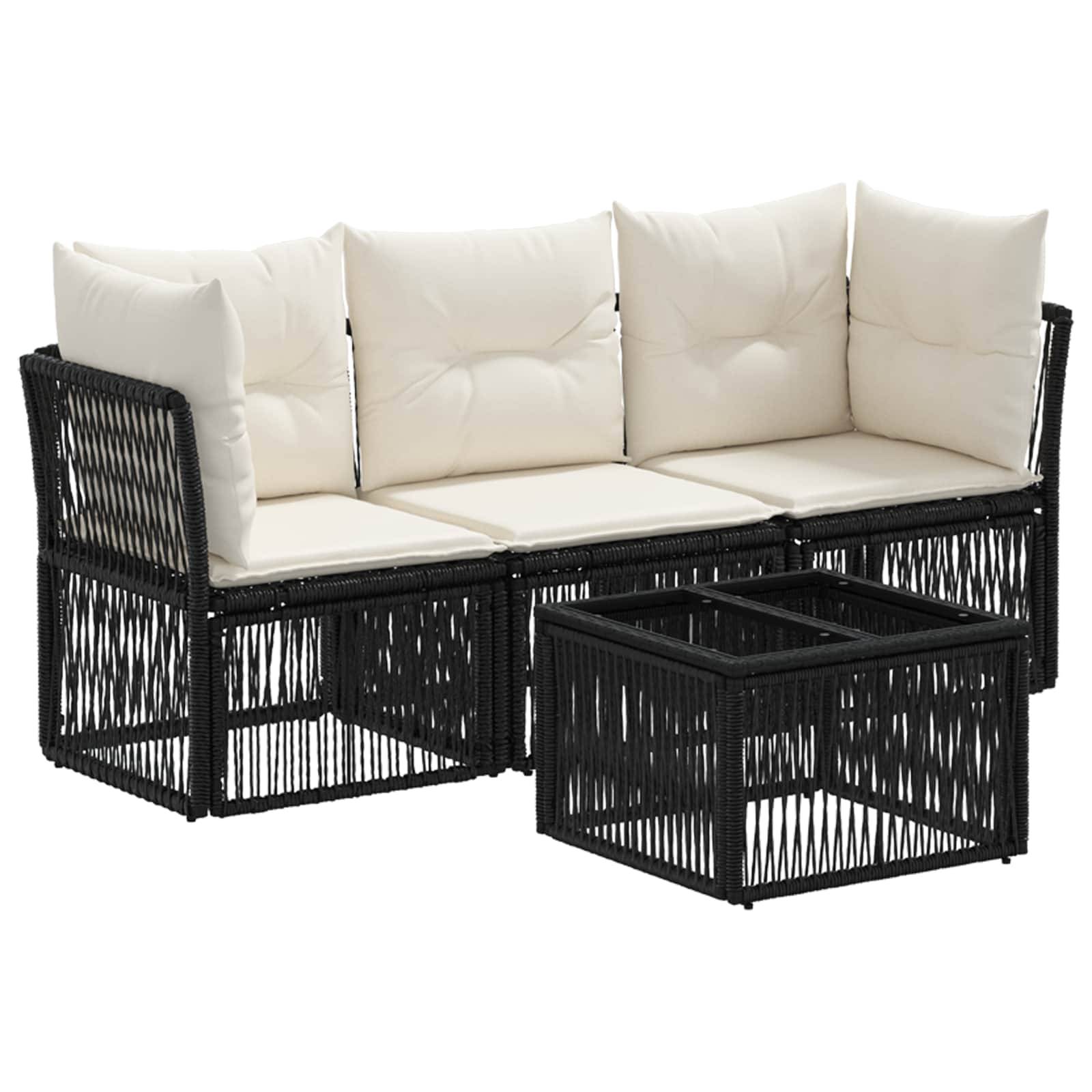 vidaXL Gartensofa-set 4 pcs Schwarz Poly-Rattan