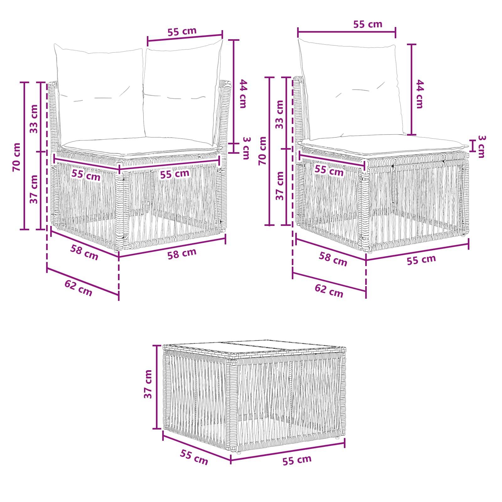 vidaXL Gartensofa-set 12 pcs Beige Poly-Rattan