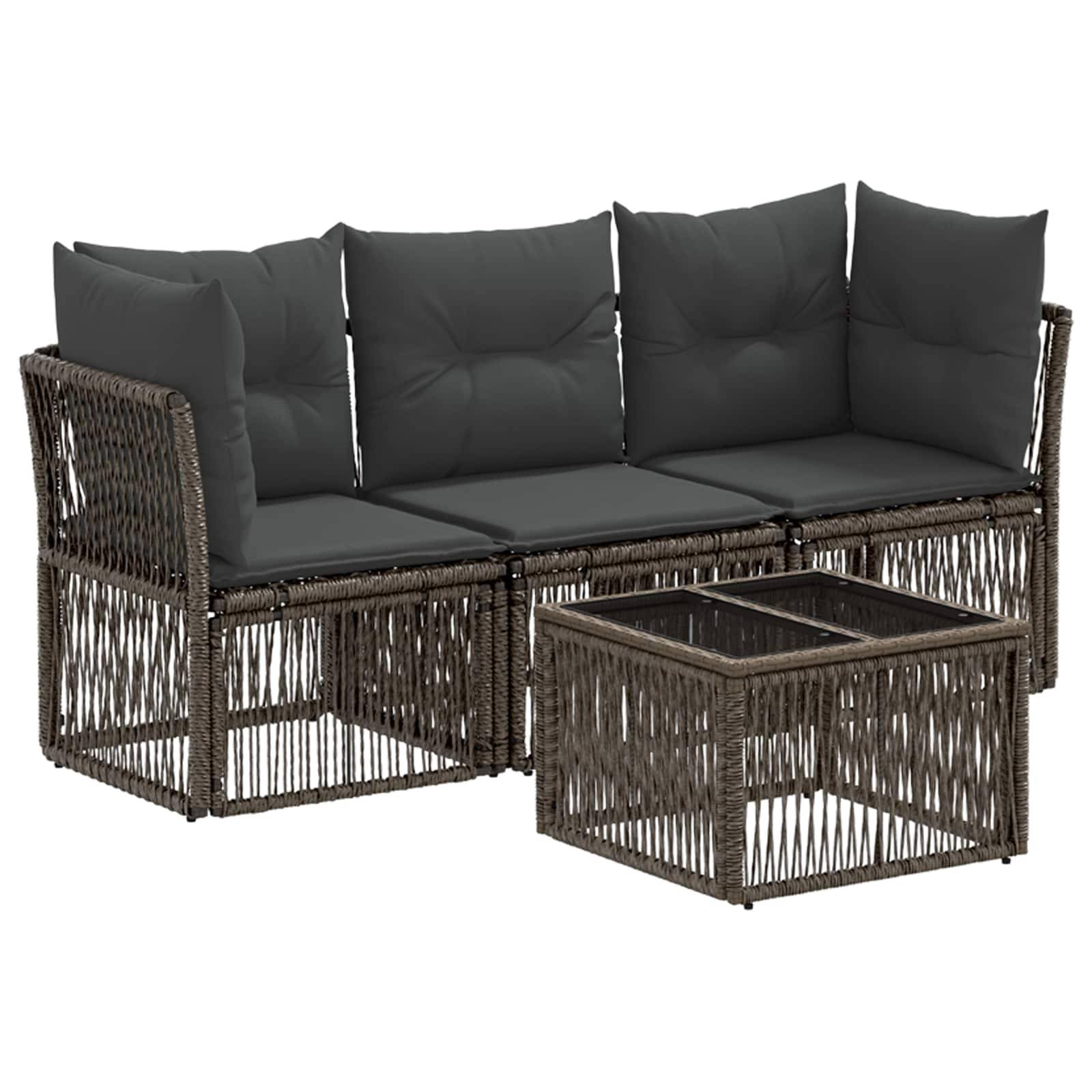vidaXL Gartensofa-set 4 pcs Grau Poly-Rattan