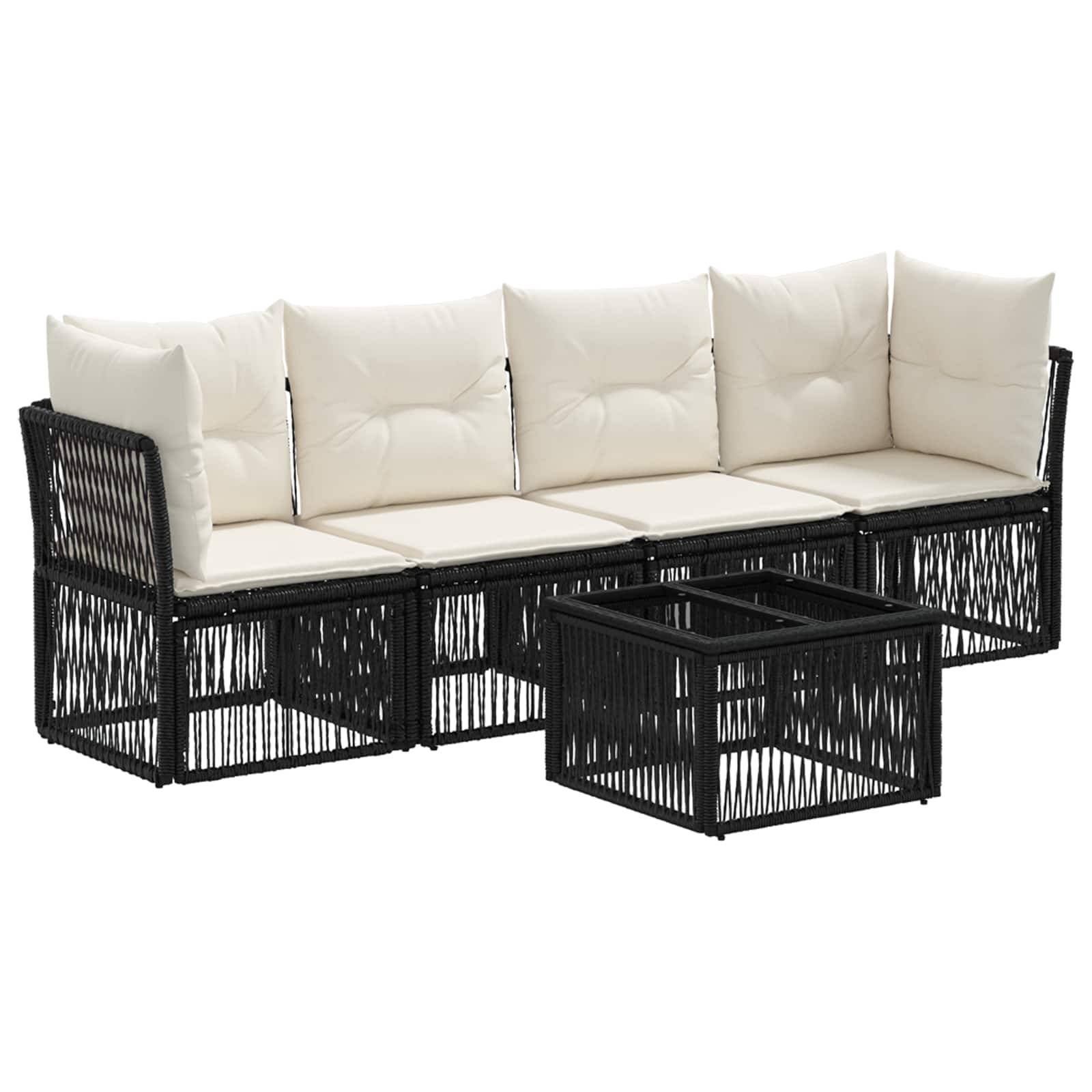 vidaXL Gartensofa-set 5 pcs Schwarz Poly-Rattan