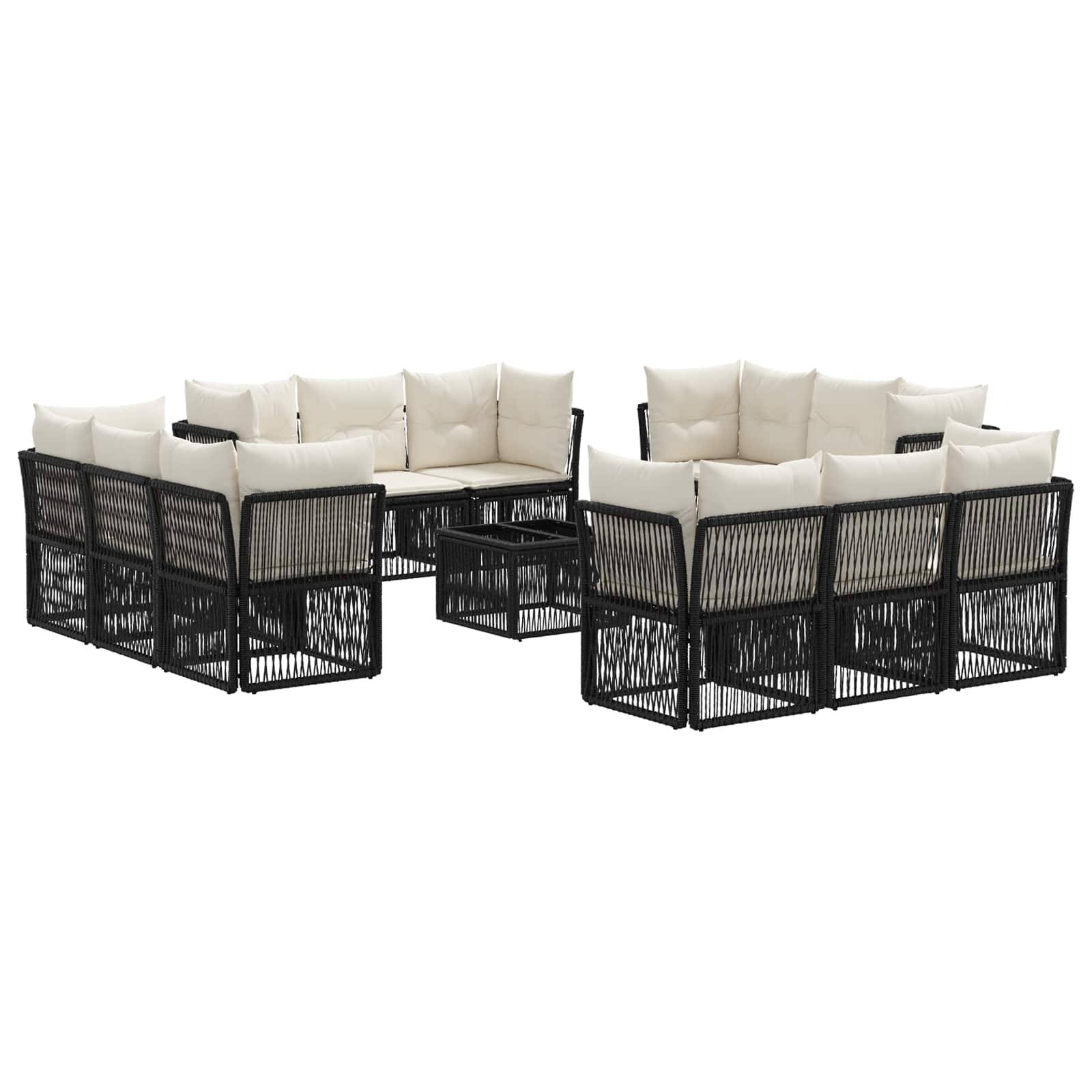vidaXL Gartensofa-set 13 pcs Schwarz Poly-Rattan