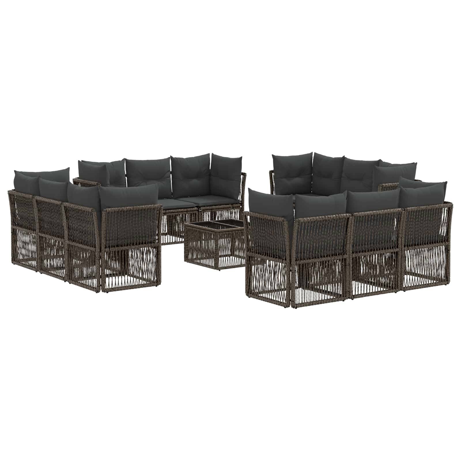 vidaXL Gartensofa-set 13 pcs Grau Poly-Rattan