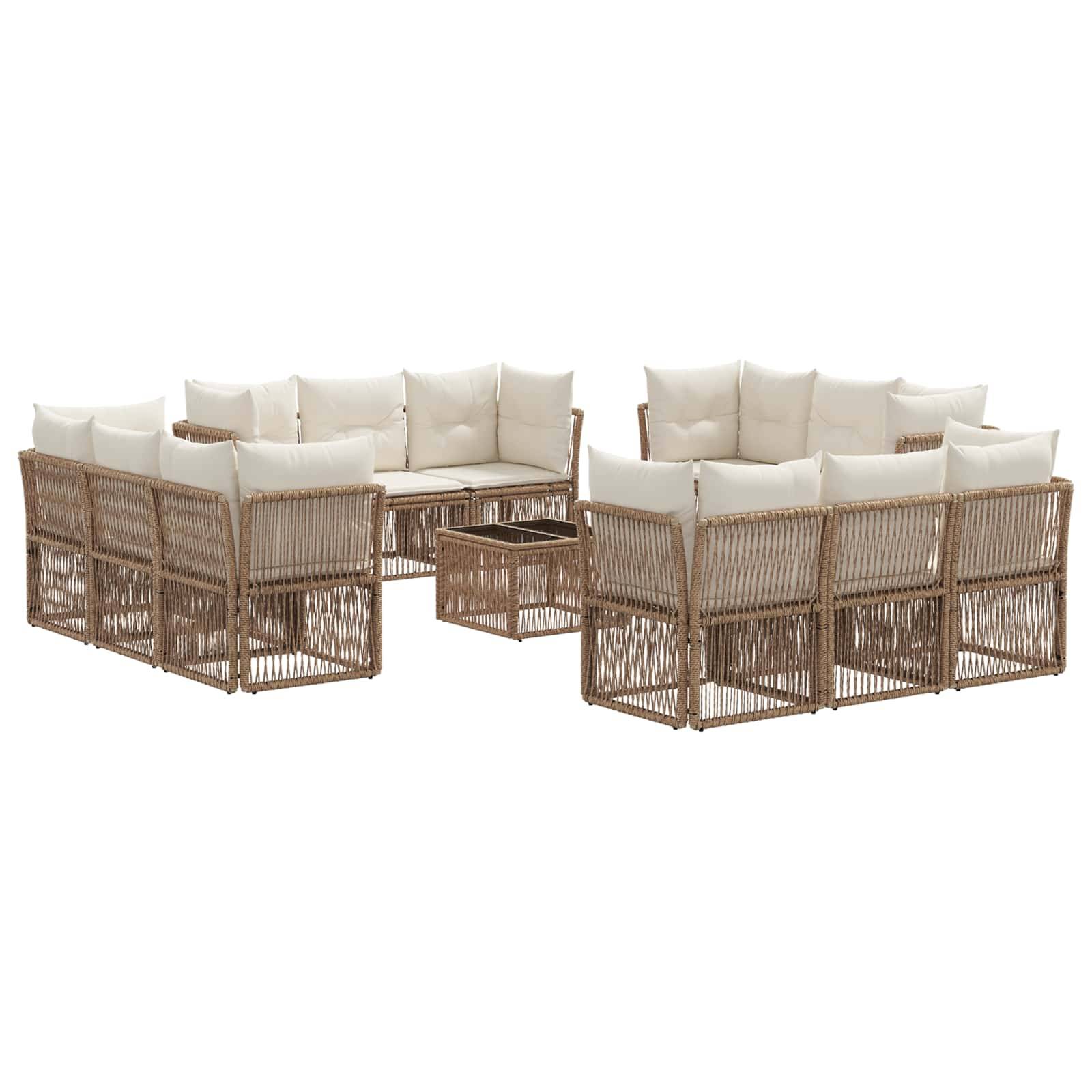 vidaXL Gartensofa-set 13 pcs Beige Poly-Rattan
