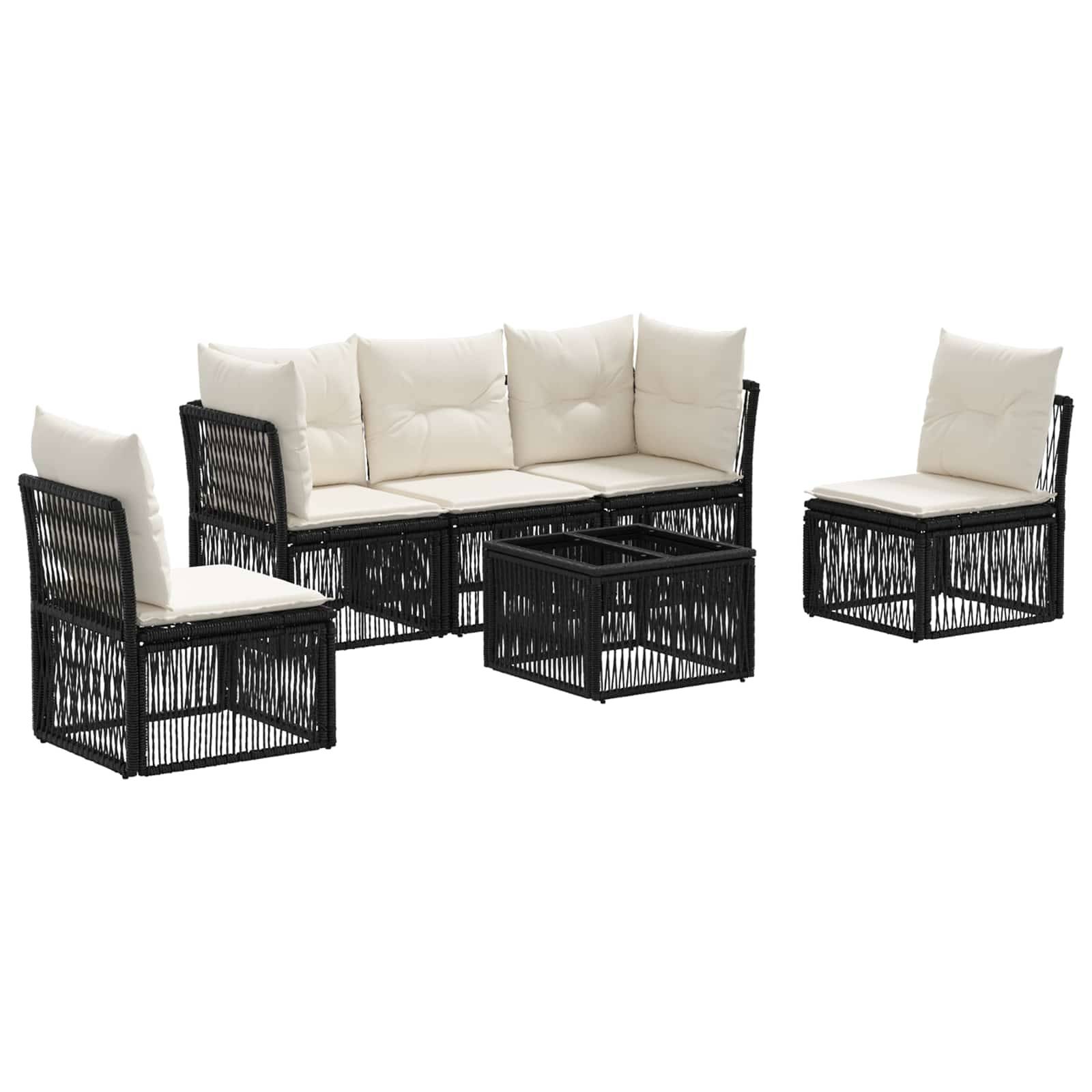 vidaXL Gartensofa-set 6 pcs Schwarz Poly-Rattan
