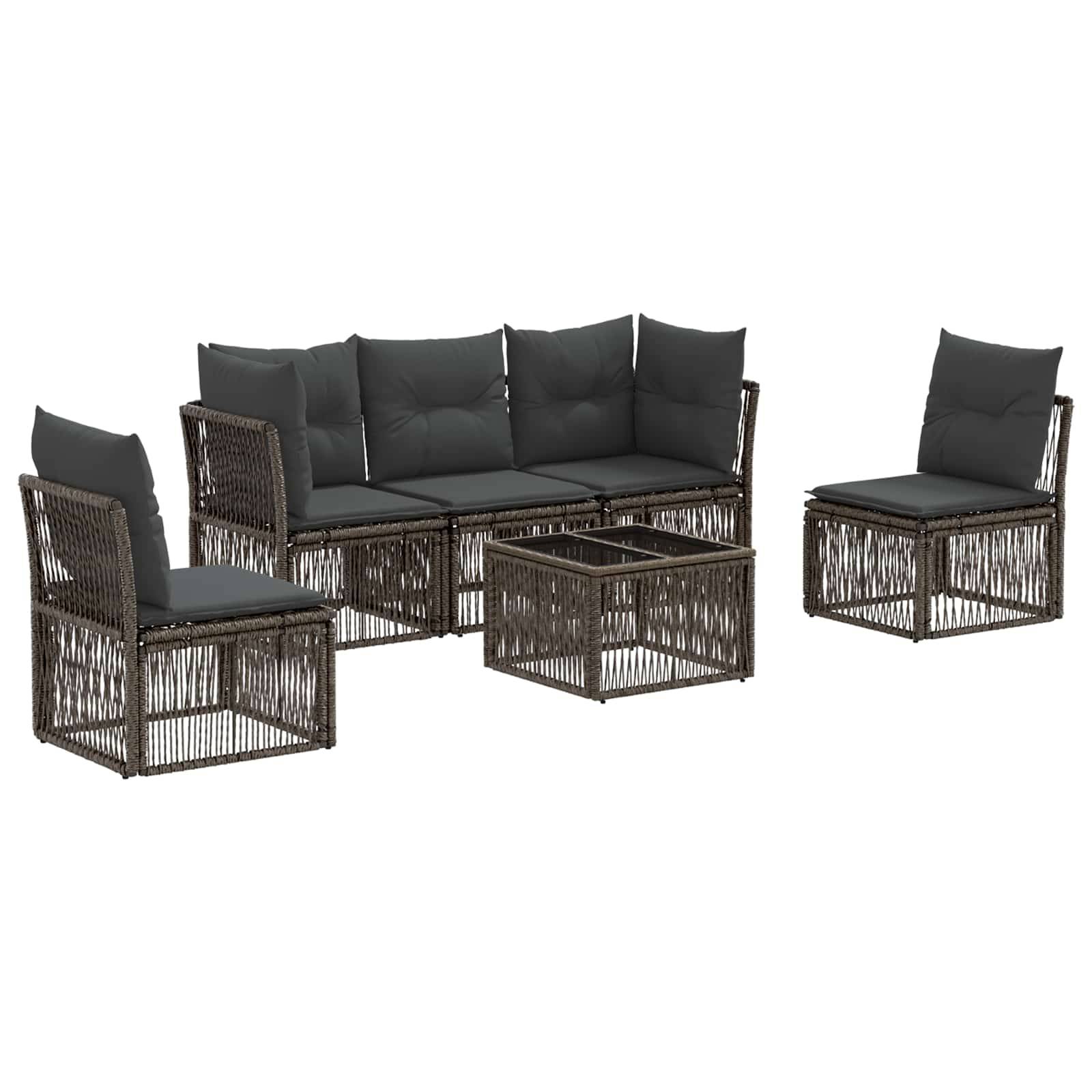vidaXL Gartensofa-set 6 pcs Grau Poly-Rattan