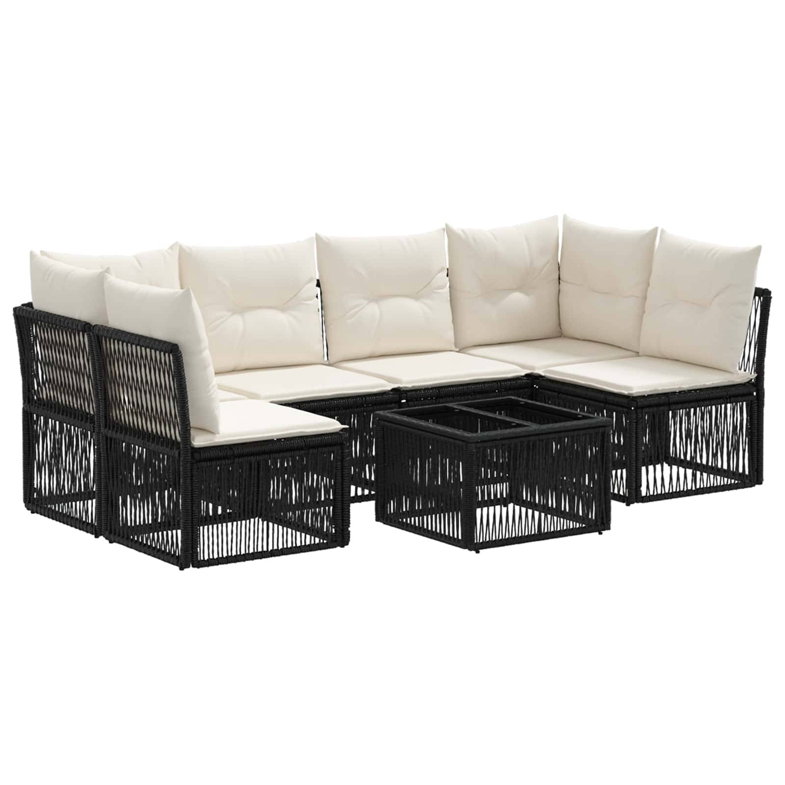 vidaXL Gartensofa-set 7 pcs Schwarz Poly-Rattan