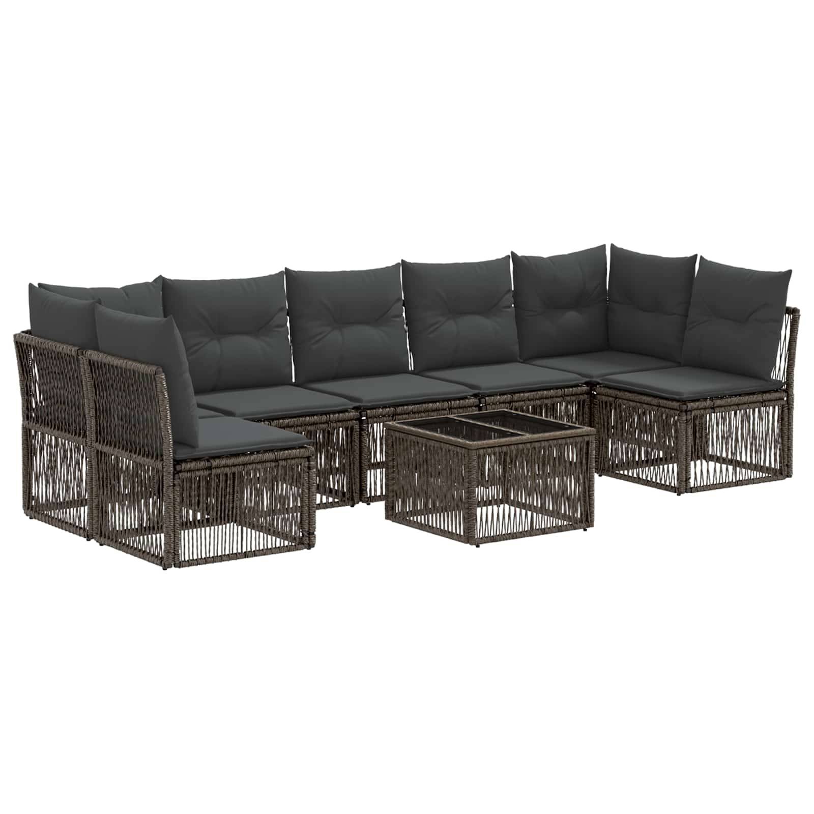 vidaXL Gartensofa-set 8 pcs Grau Poly-Rattan