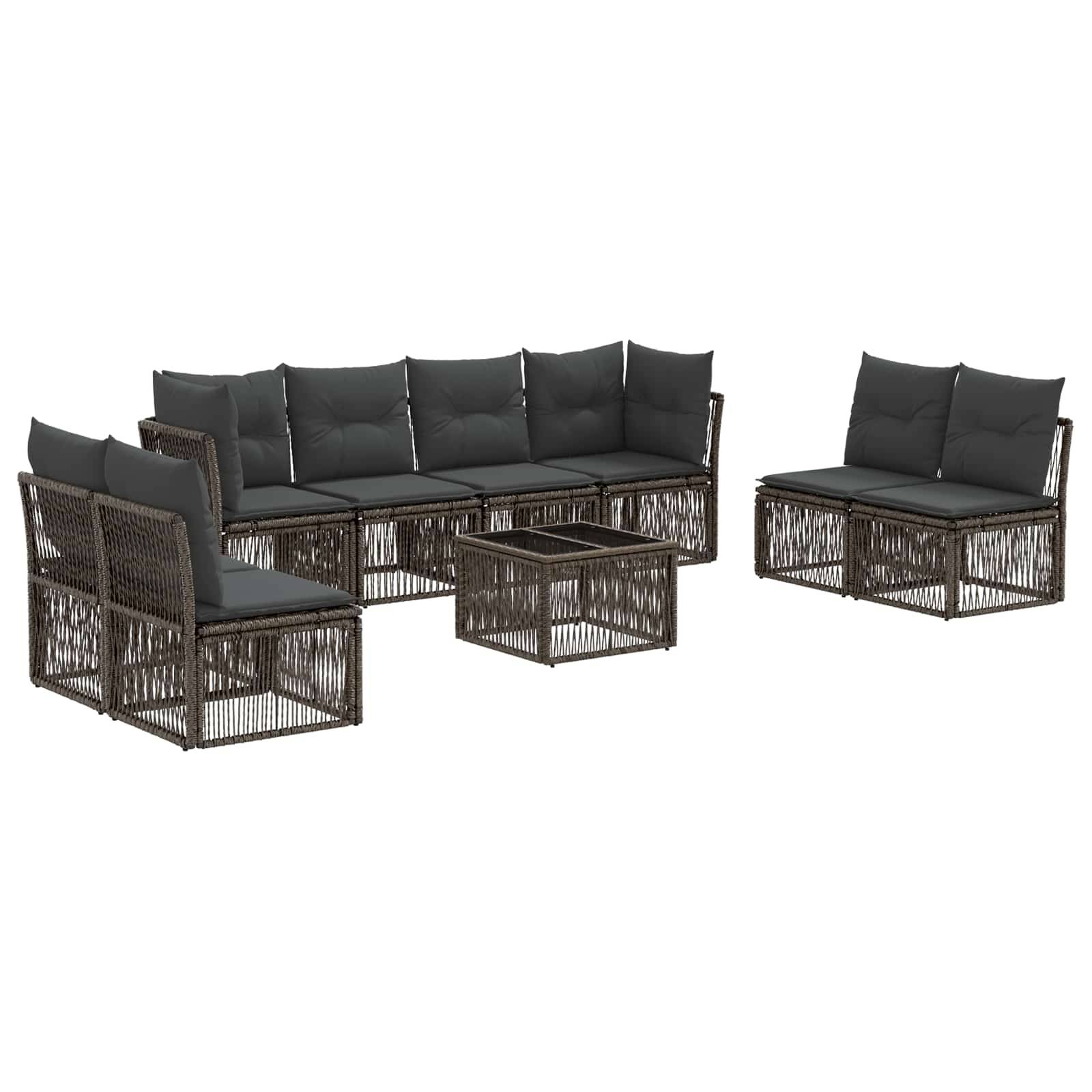 vidaXL Gartensofa-set 9 pcs Grau Poly-Rattan