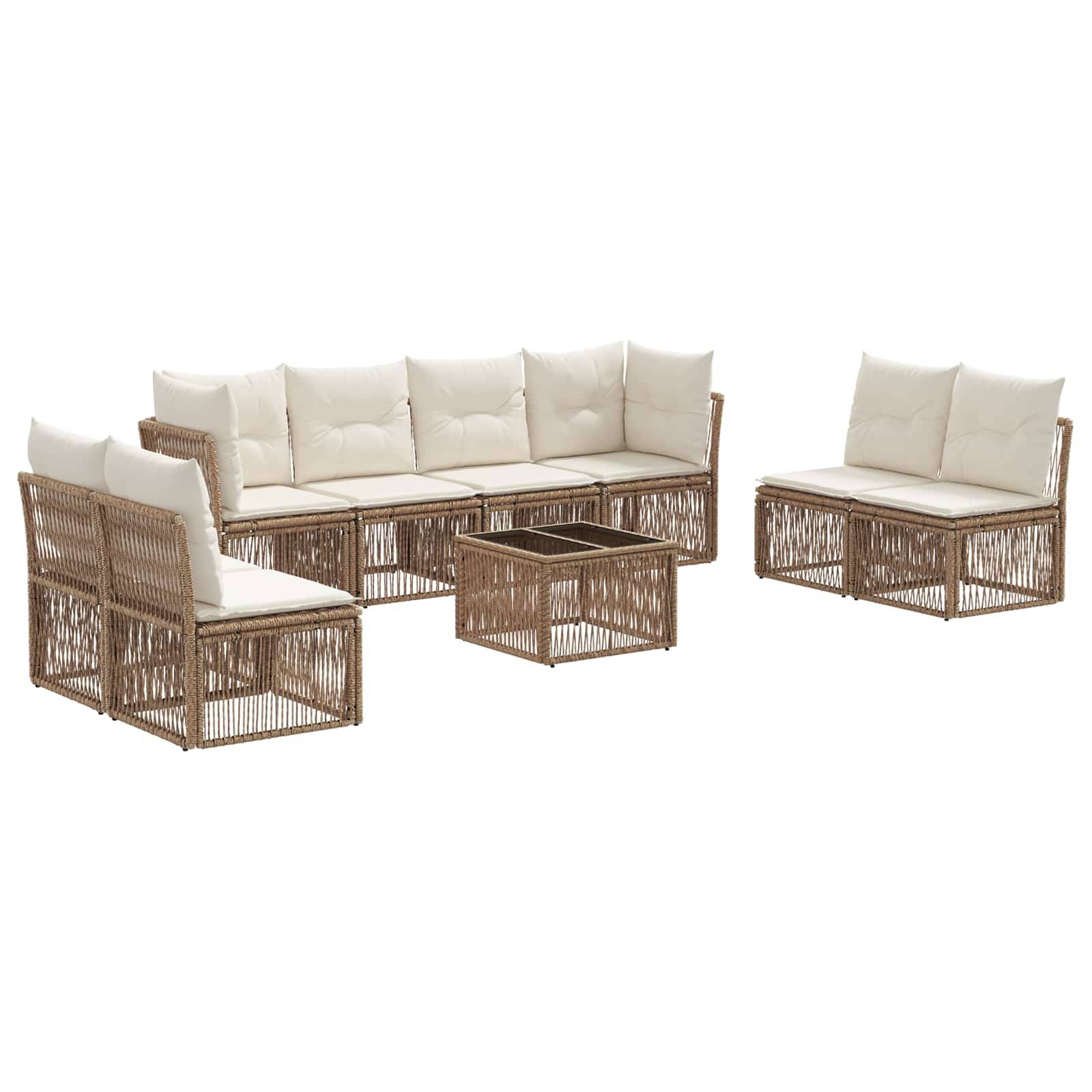 vidaXL Gartensofa-set 9 pcs Beige Poly-Rattan