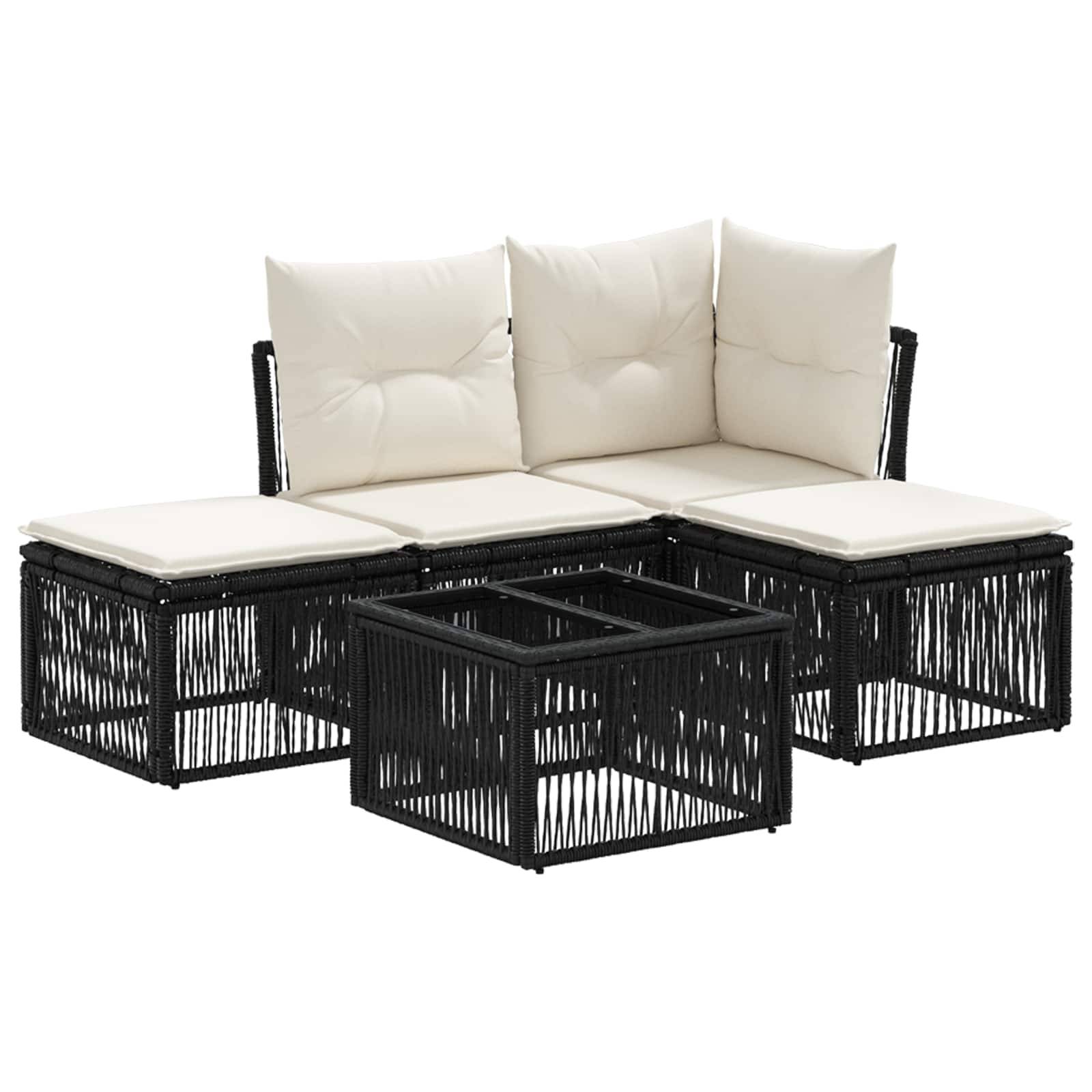 vidaXL Gartensofa-set 5 pcs Schwarz Poly-Rattan